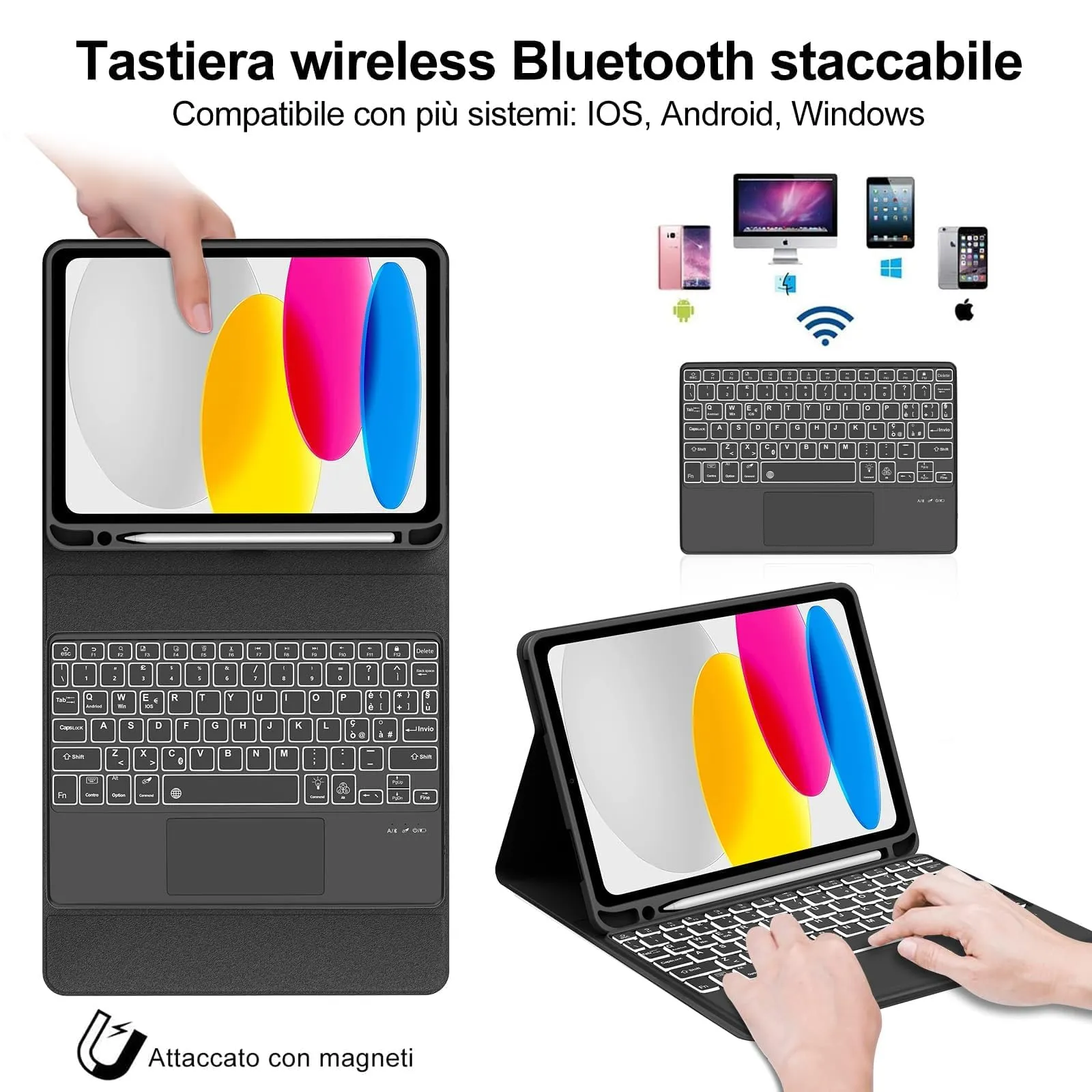 IVEOPPE Tastiera con Touchpad e Custodia per iPad 11 Generazione 11" (2025) e iPad 10 Generazione 10.9" (2022) A16 - immagine 3