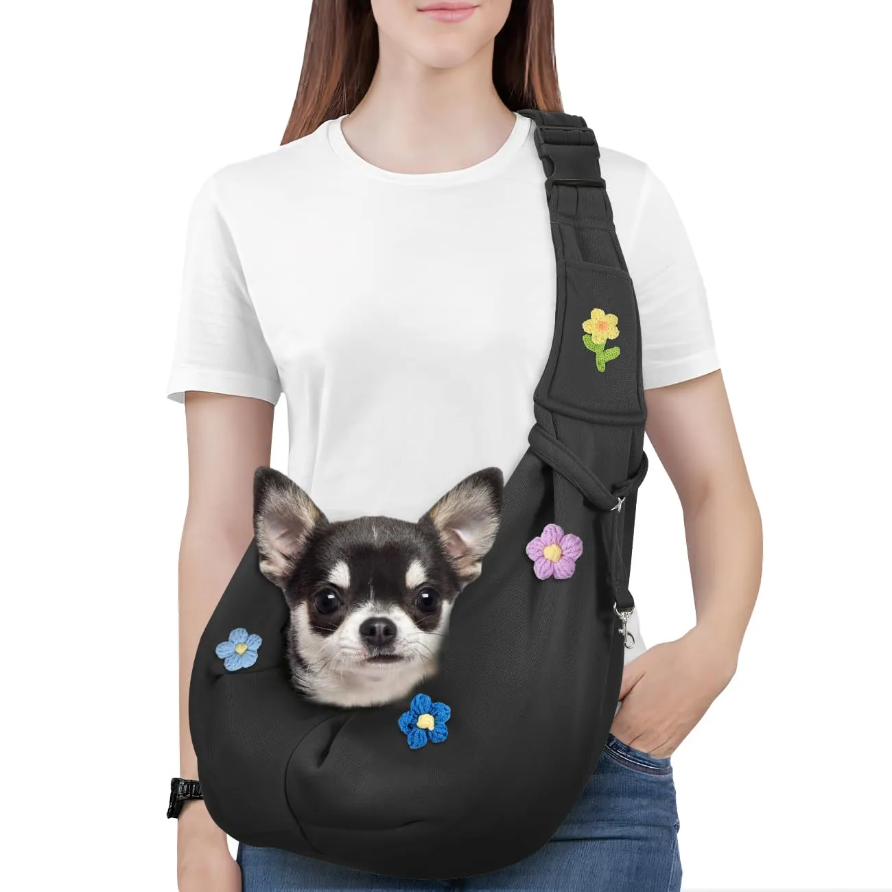 Pawaboo Trasportino per Cane Piccolo 3-10 Libbre, Fiori Nero - immagine 1