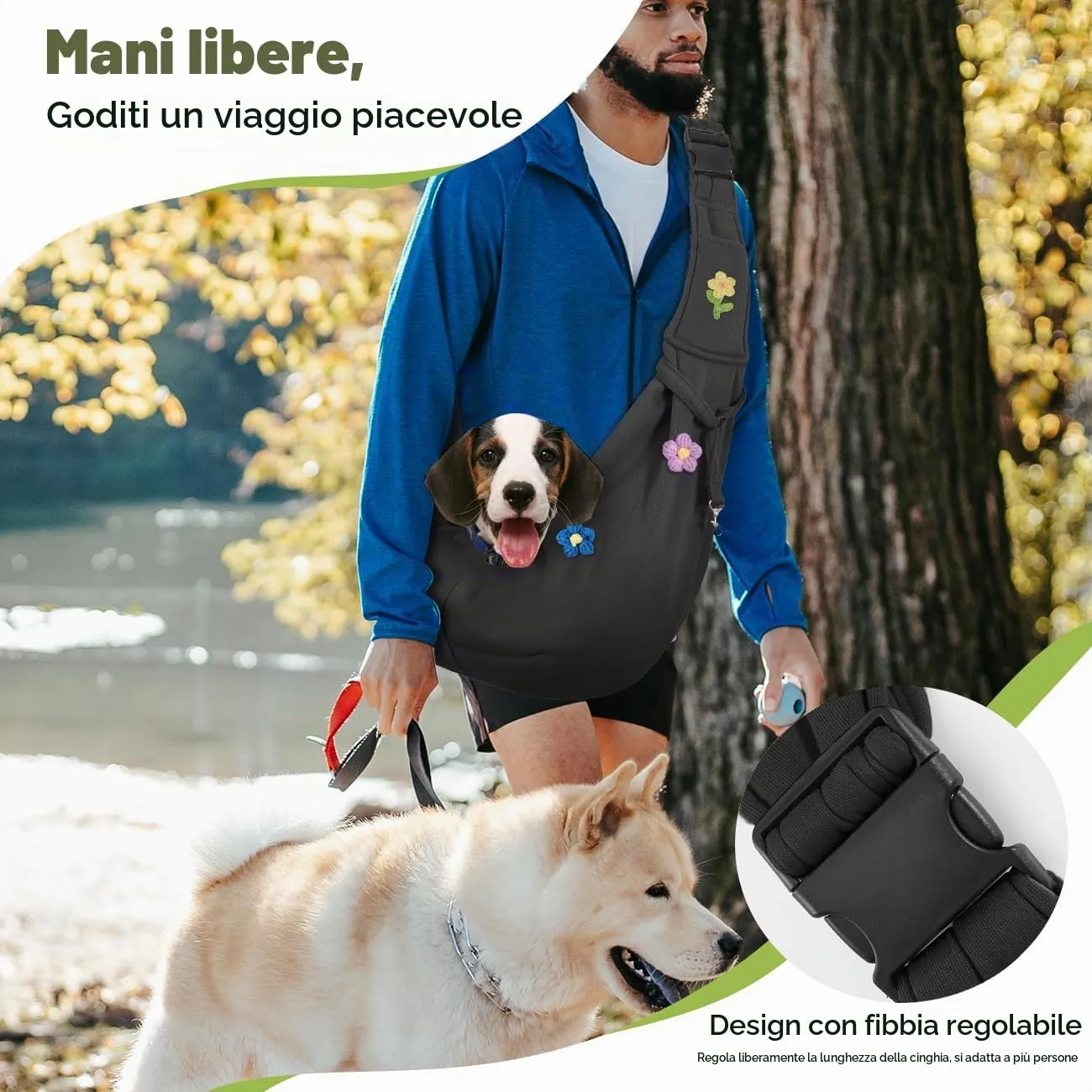Pawaboo Trasportino per Cane Piccolo 3-10 Libbre, Fiori Nero - immagine 3