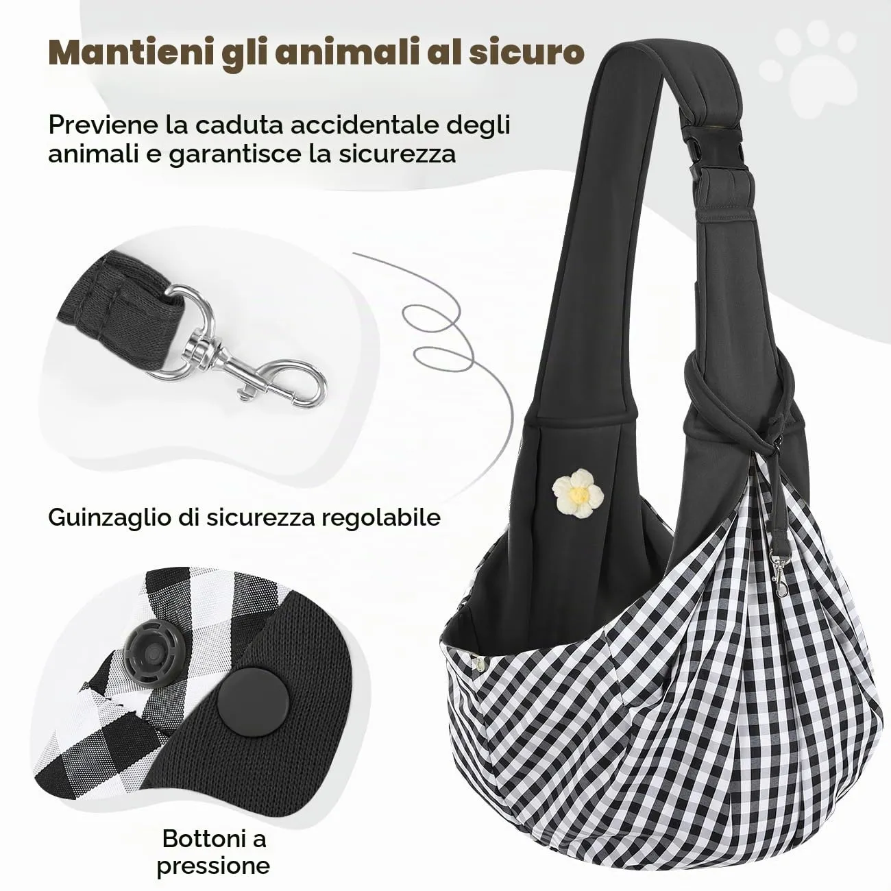 Pawaboo Trasportino per Cane Piccolo 3-10 Libbre, Fiori Nero - immagine 4