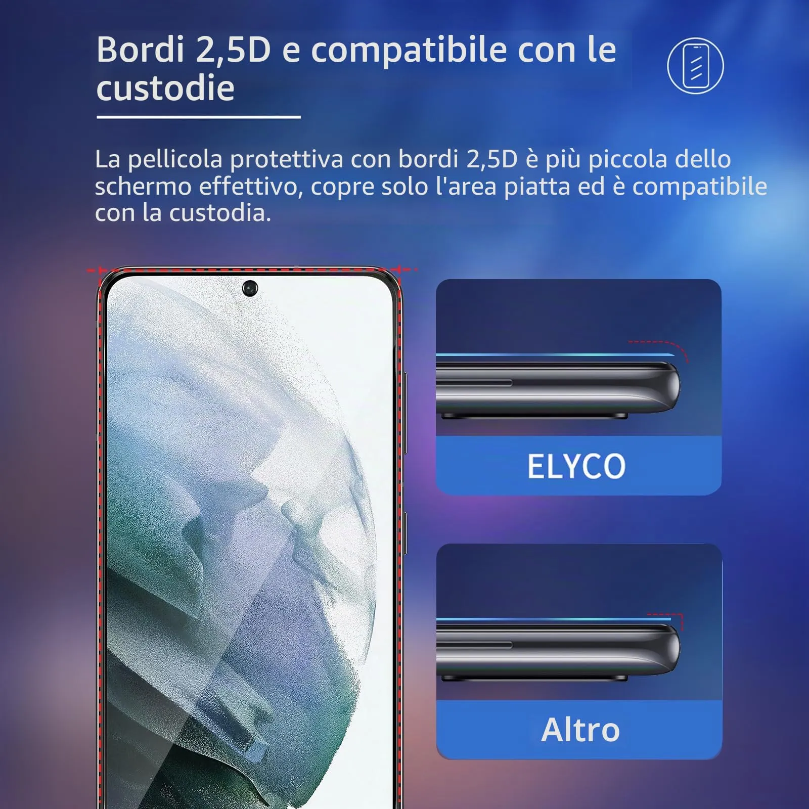 ELYCO Vetro Temperato Privacy per Samsung Galaxy S21 5G - immagine 7