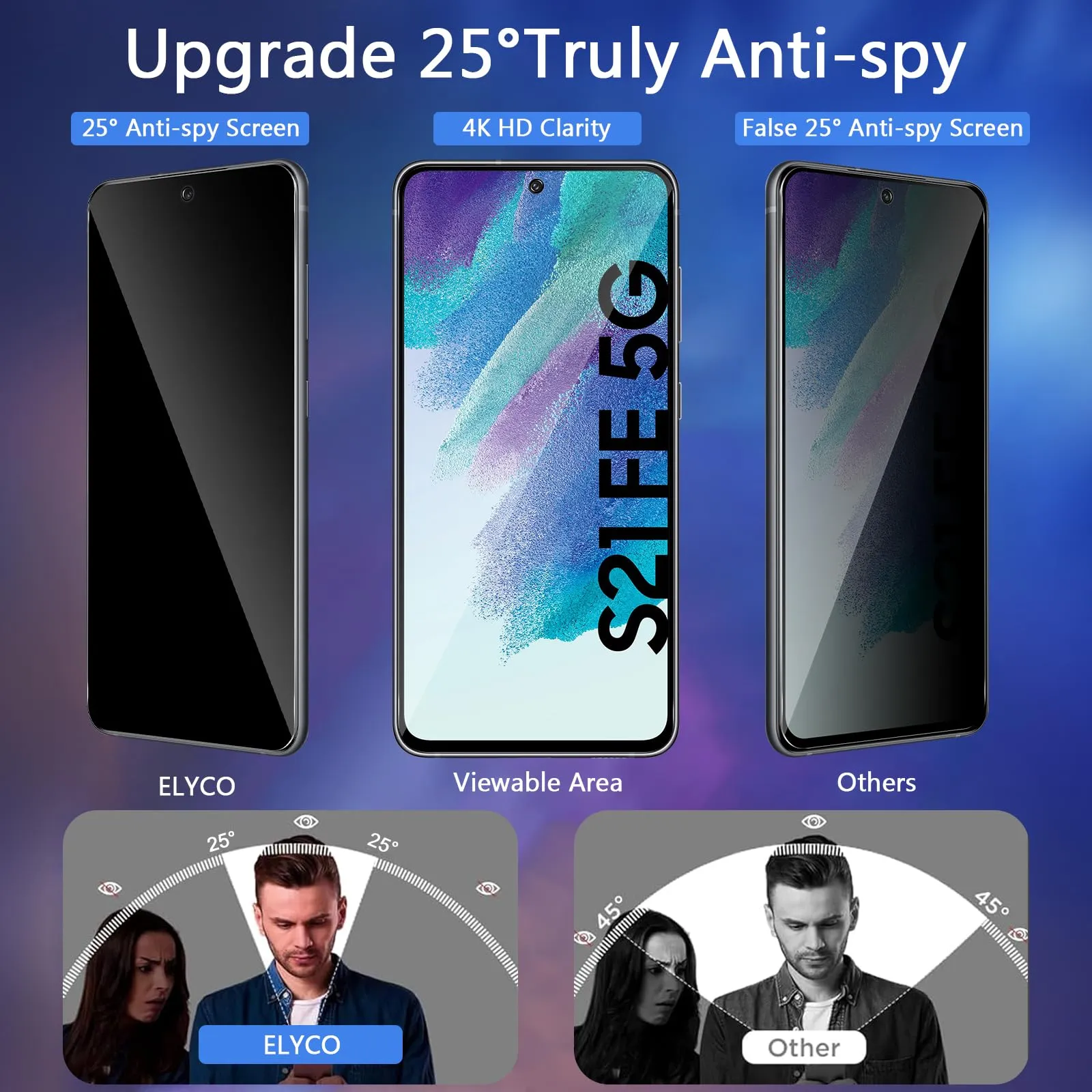 ELYCO Vetro Temperato Privacy per Samsung Galaxy S21 FE - immagine 2