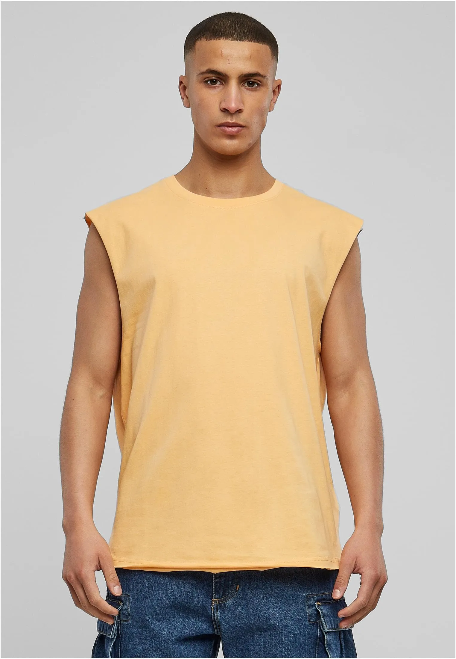 Urban Classics Open Edge Sleeveless Tee, Paleorange, S - immagine 3