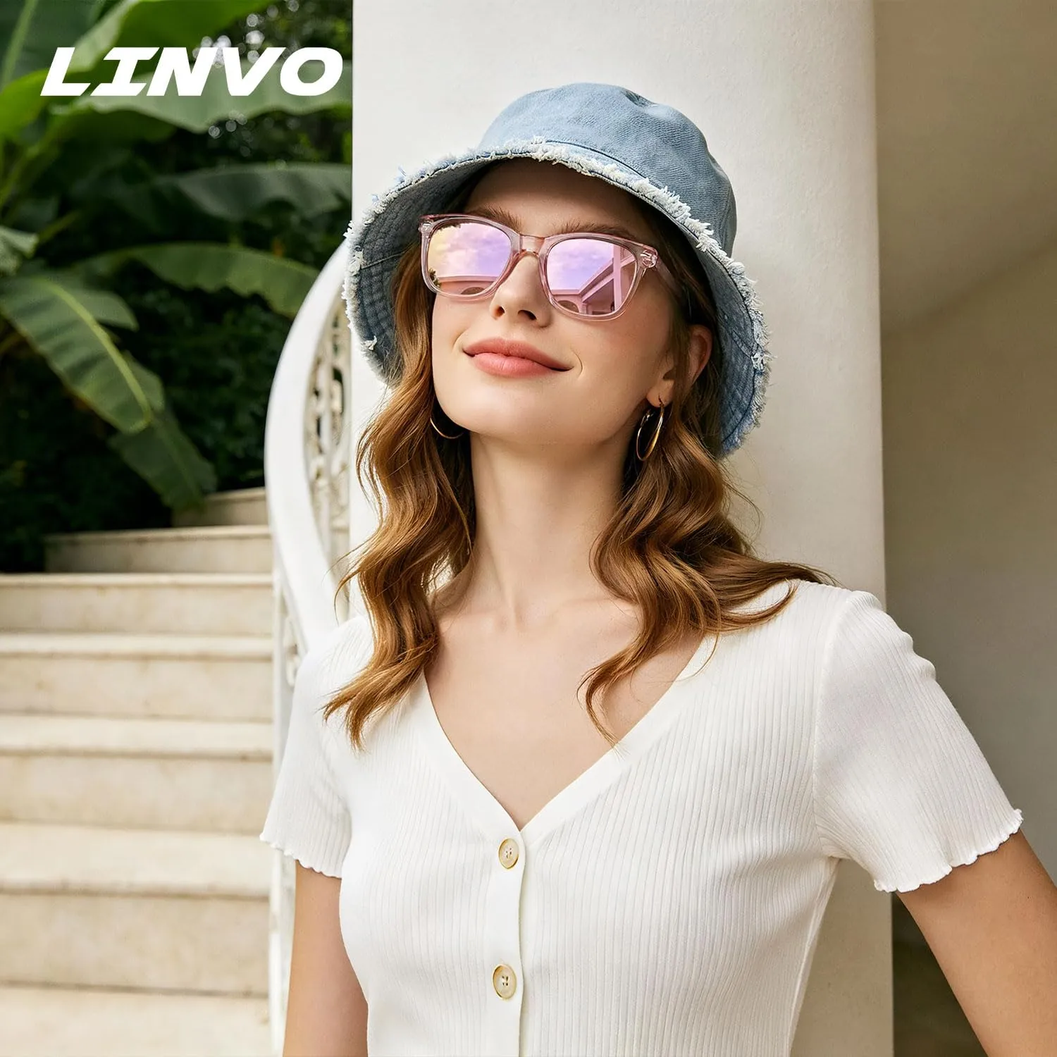 LINVO Occhiali da Sole Polarizzati UV400 Design Retrò Anni '80 - immagine 2
