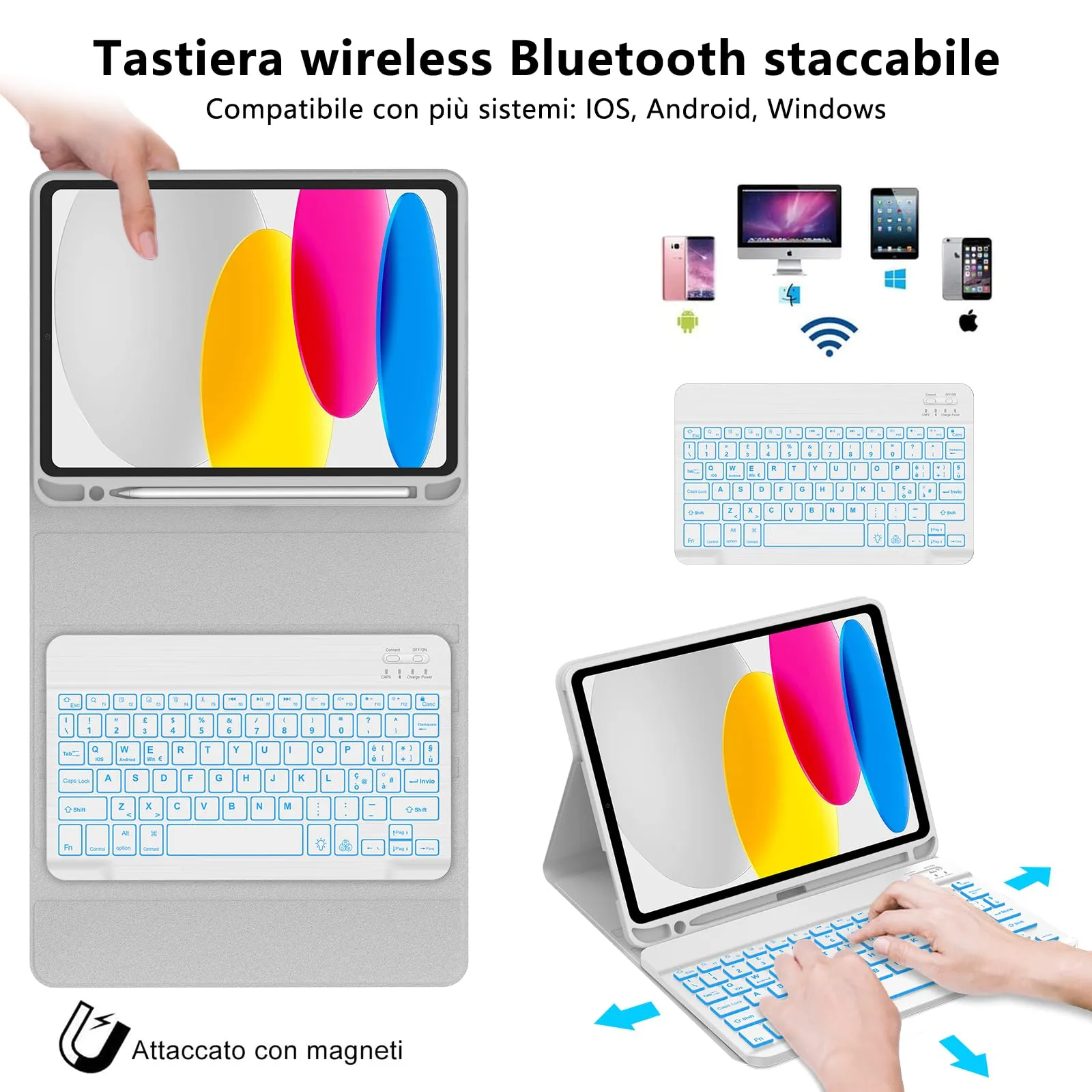 IVEOPPE Tastiera e Custodia per iPad 11ª Generazione 11" (2025) e 10ª Generazione 10.9" (2022) A16 - immagine 3