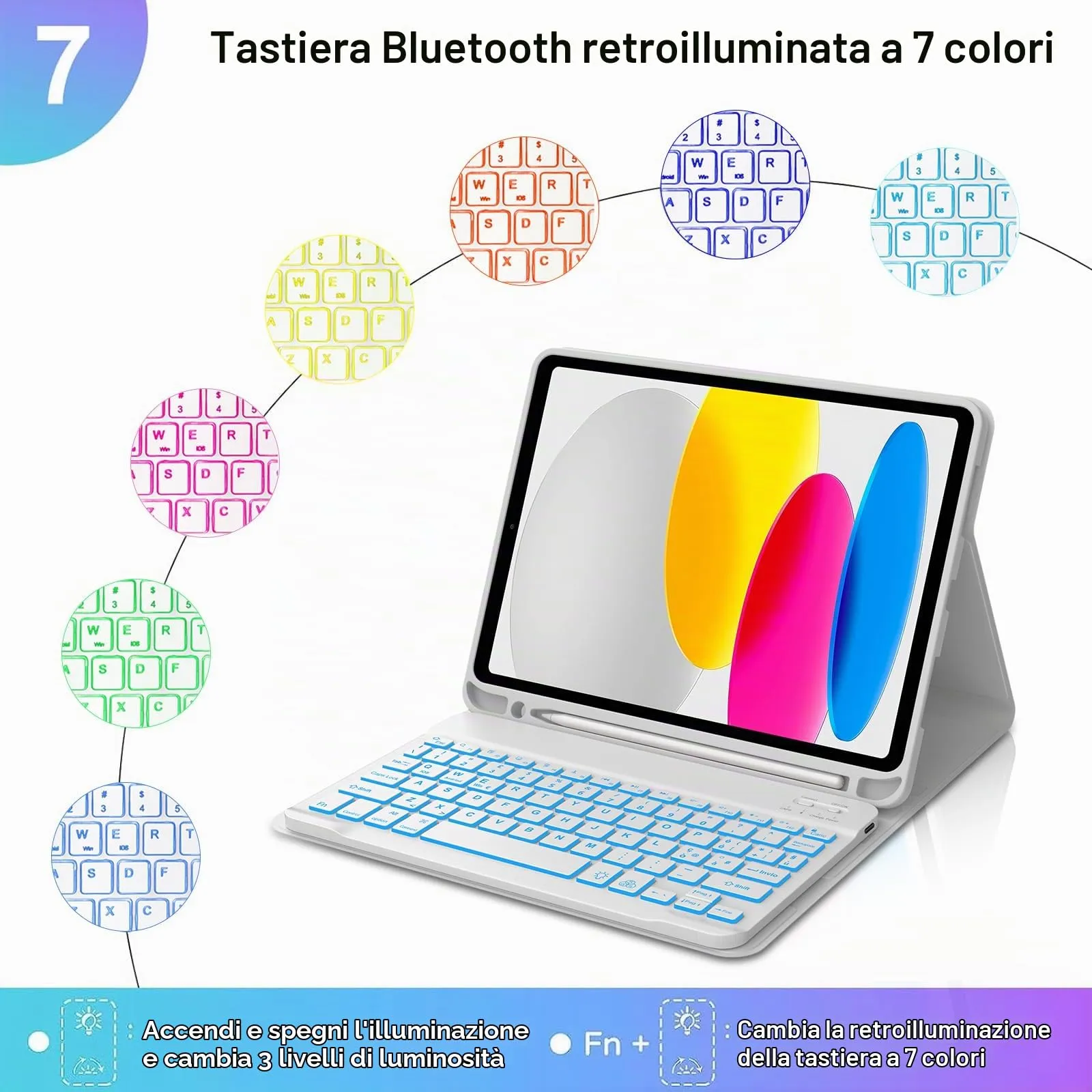 IVEOPPE Tastiera e Custodia per iPad 11ª Generazione 11" (2025) e 10ª Generazione 10.9" (2022) A16 - immagine 5