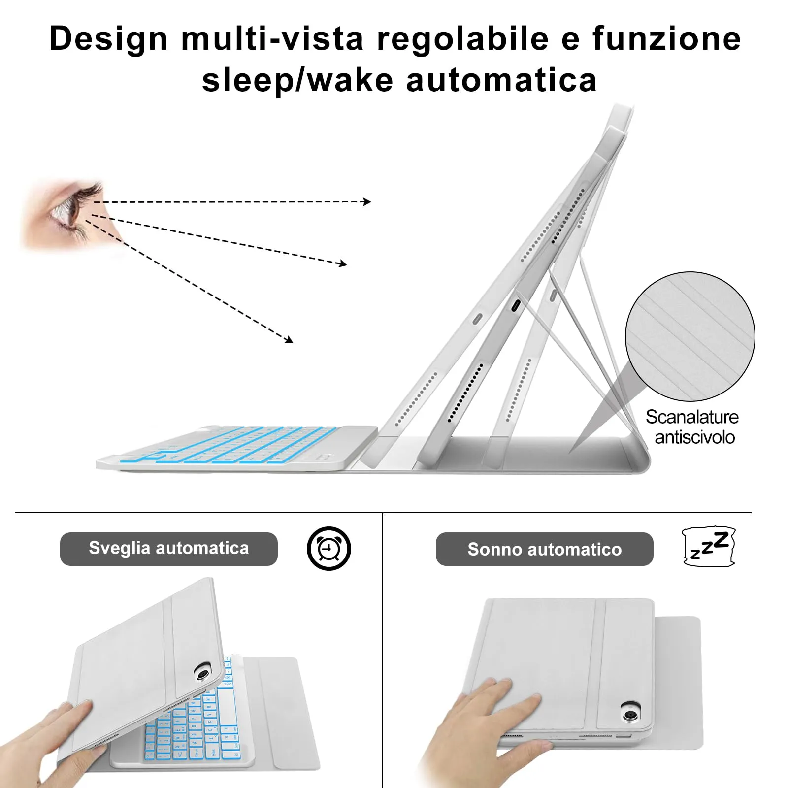 IVEOPPE Tastiera e Custodia per iPad 11ª Generazione 11" (2025) e 10ª Generazione 10.9" (2022) A16 - immagine 6