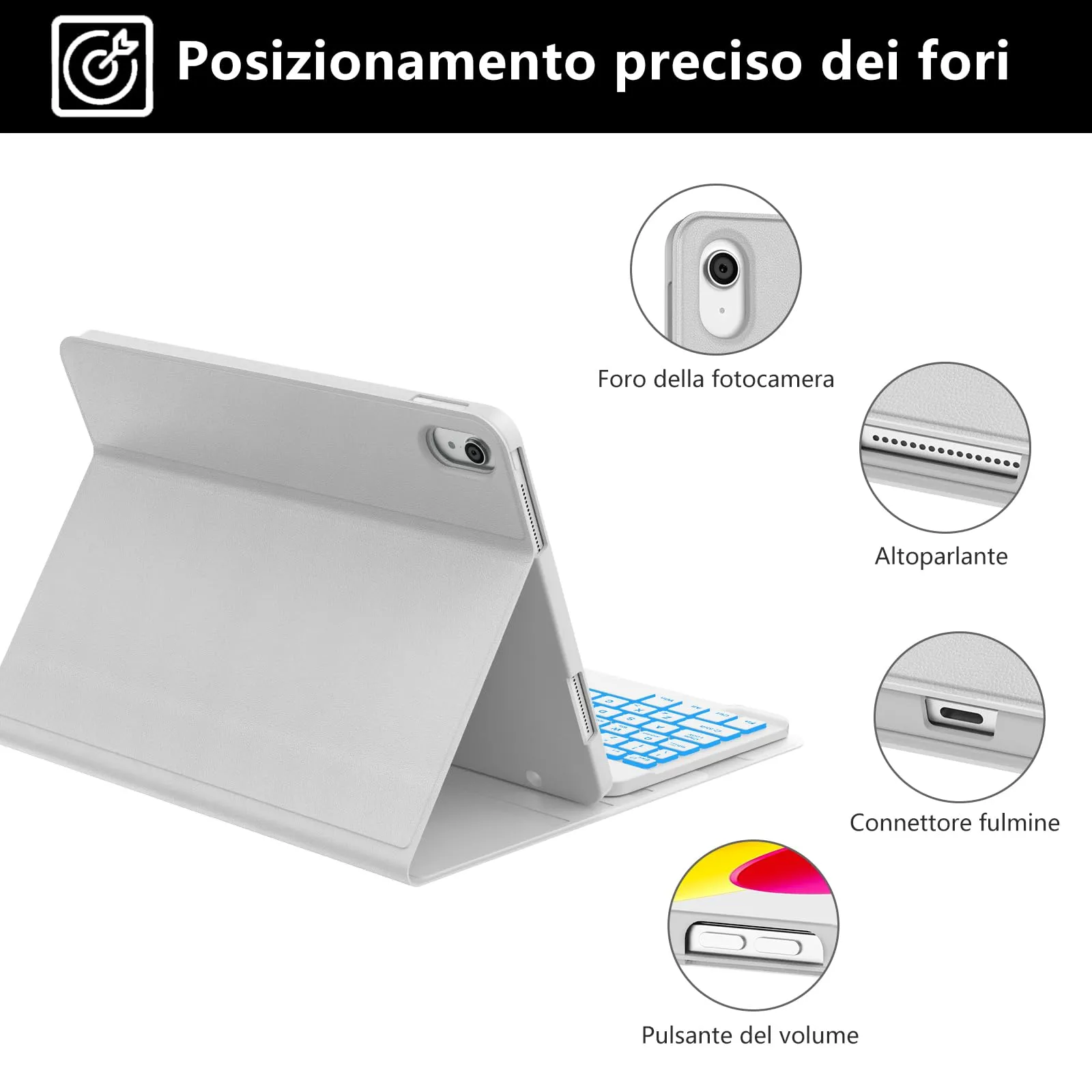 IVEOPPE Tastiera e Custodia per iPad 11ª Generazione 11" (2025) e 10ª Generazione 10.9" (2022) A16 - immagine 7