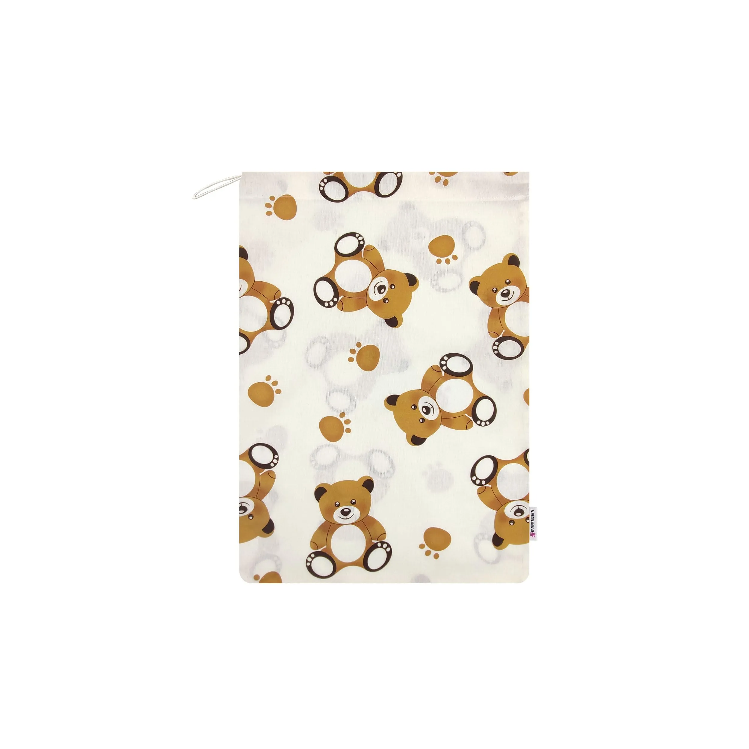 Panini Tessuti Sacchetto Personalizzato per Cambio Asilo Nido in Cotone 34x44 cm, Orsetto Peluche, Ricamato - immagine 1