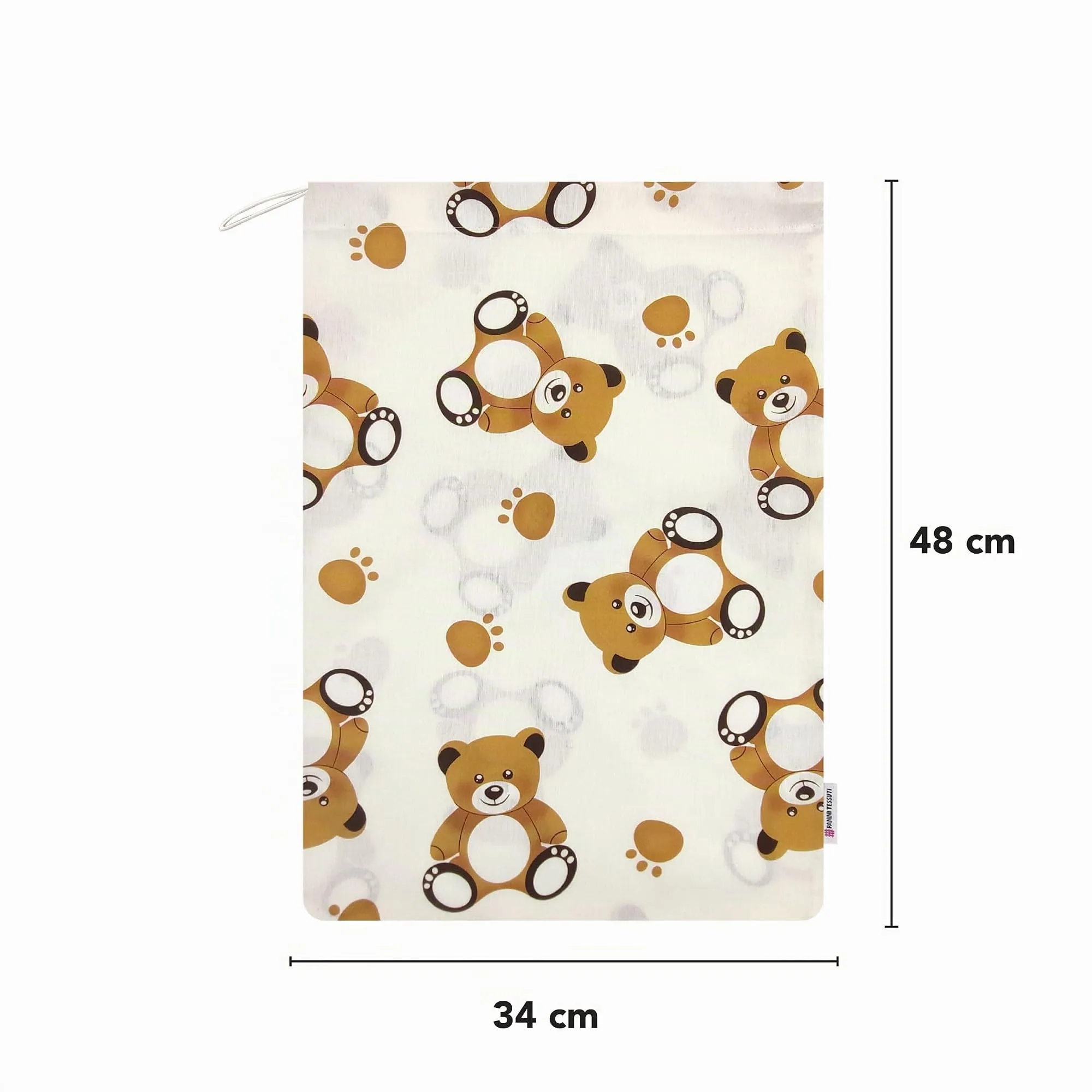 Panini Tessuti Sacchetto Personalizzato per Cambio Asilo Nido in Cotone 34x44 cm, Orsetto Peluche, Ricamato - immagine 3