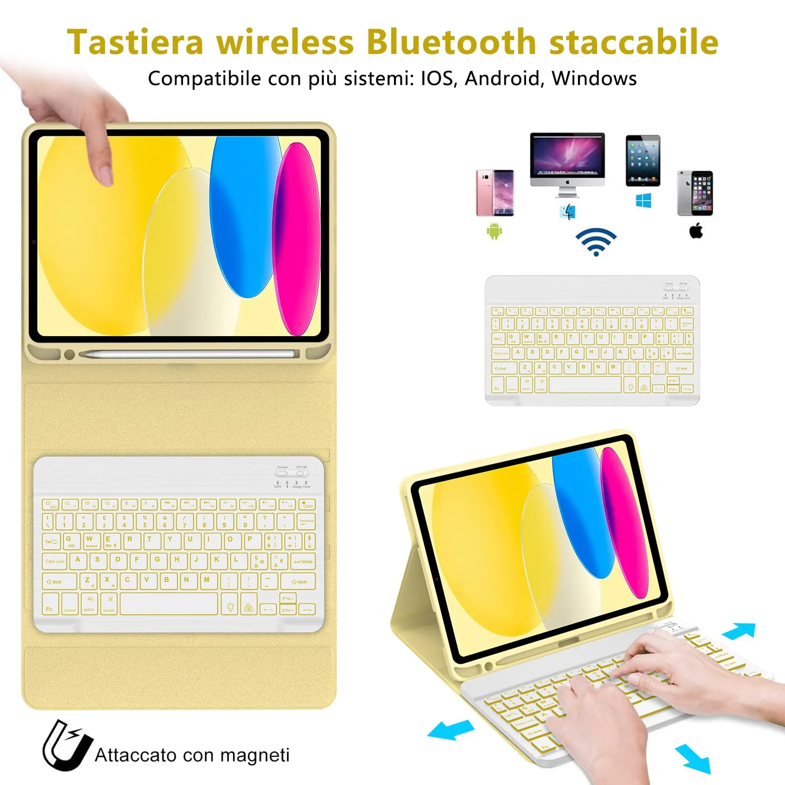 IVEOPPE Tastiera e Custodia per iPad 11 Generazione 11" (2025) e iPad 10 Generazione 10.9" (2022) A16 - immagine 3