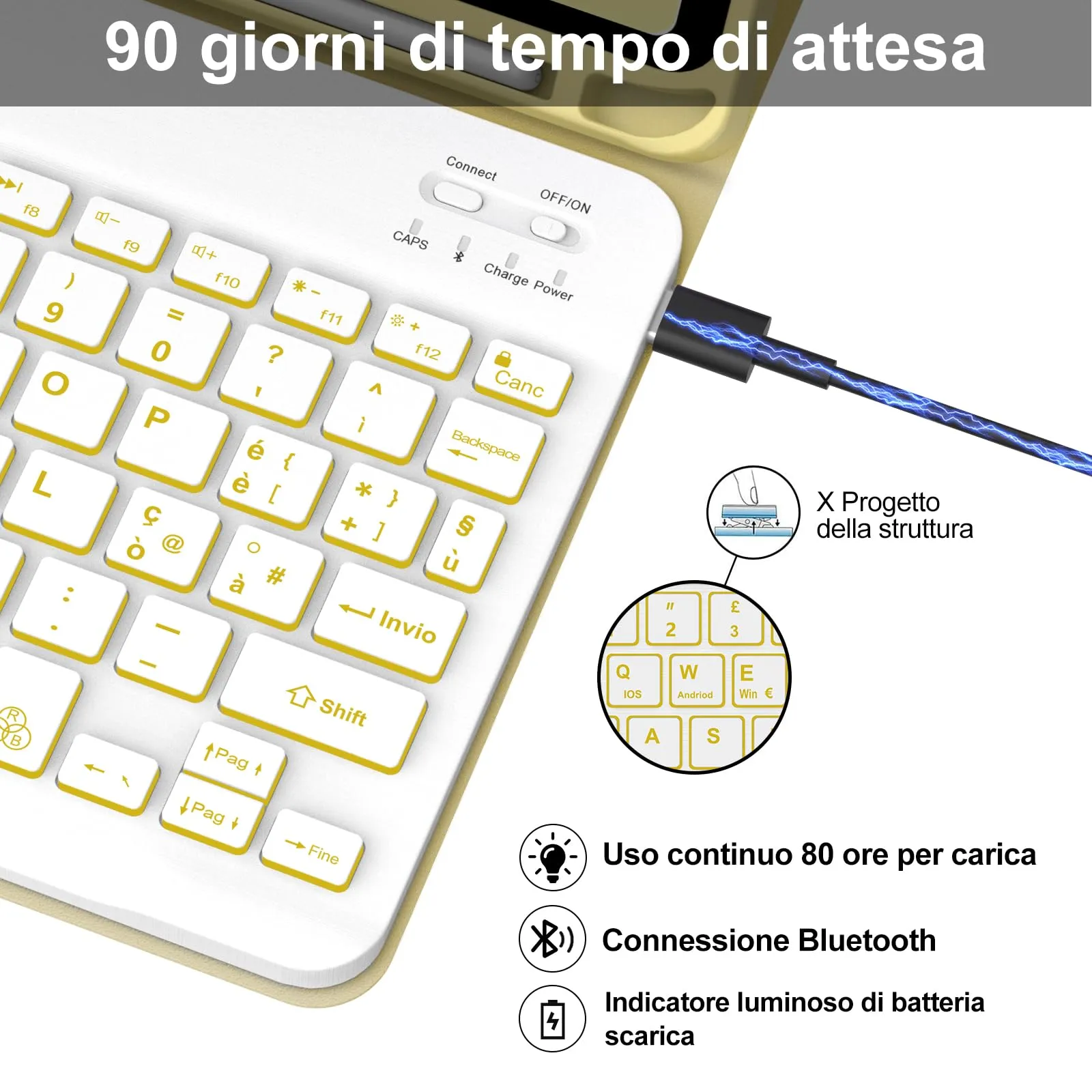 IVEOPPE Tastiera e Custodia per iPad 11 Generazione 11" (2025) e iPad 10 Generazione 10.9" (2022) A16 - immagine 4