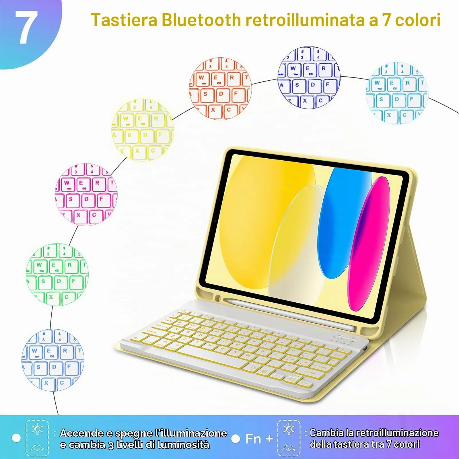 IVEOPPE Tastiera e Custodia per iPad 11 Generazione 11" (2025) e iPad 10 Generazione 10.9" (2022) A16 - immagine 5