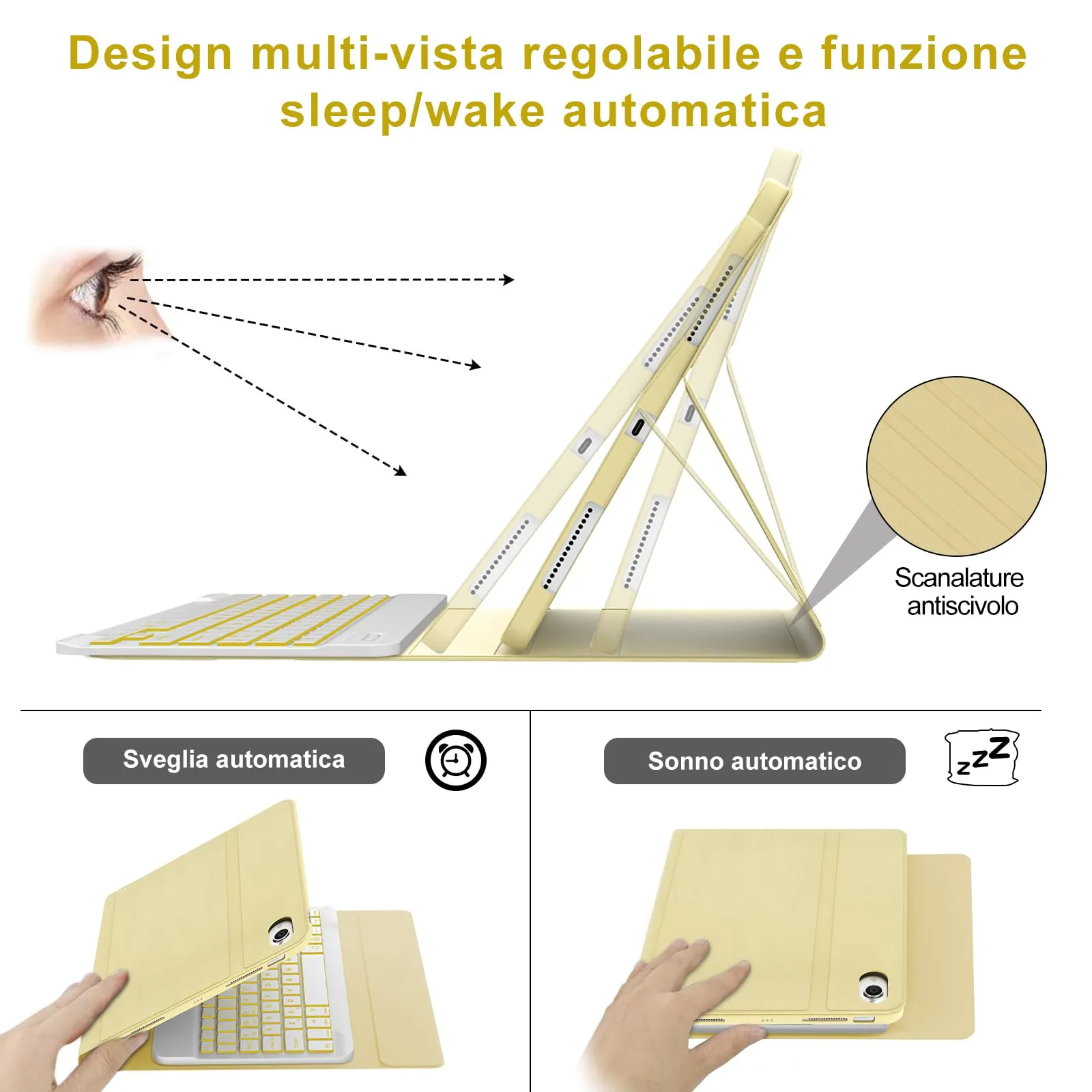 IVEOPPE Tastiera e Custodia per iPad 11 Generazione 11" (2025) e iPad 10 Generazione 10.9" (2022) A16 - immagine 6