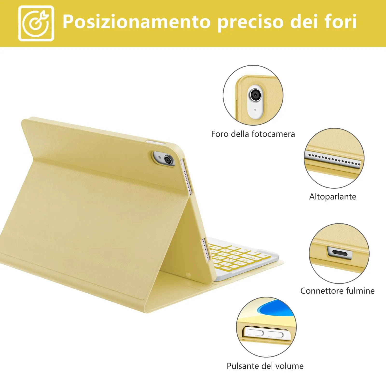 IVEOPPE Tastiera e Custodia per iPad 11 Generazione 11" (2025) e iPad 10 Generazione 10.9" (2022) A16 - immagine 7