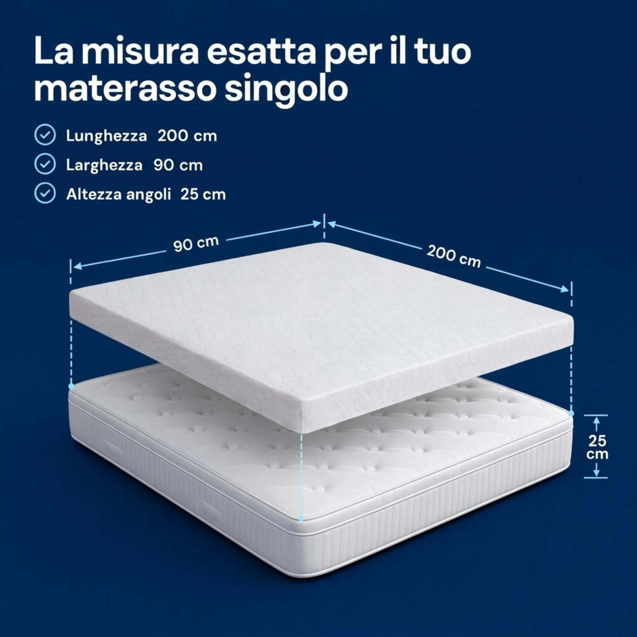 Caleffi Coprimaterasso Singolo 90x200 in Cotone Traspirante, Bianco - immagine 6