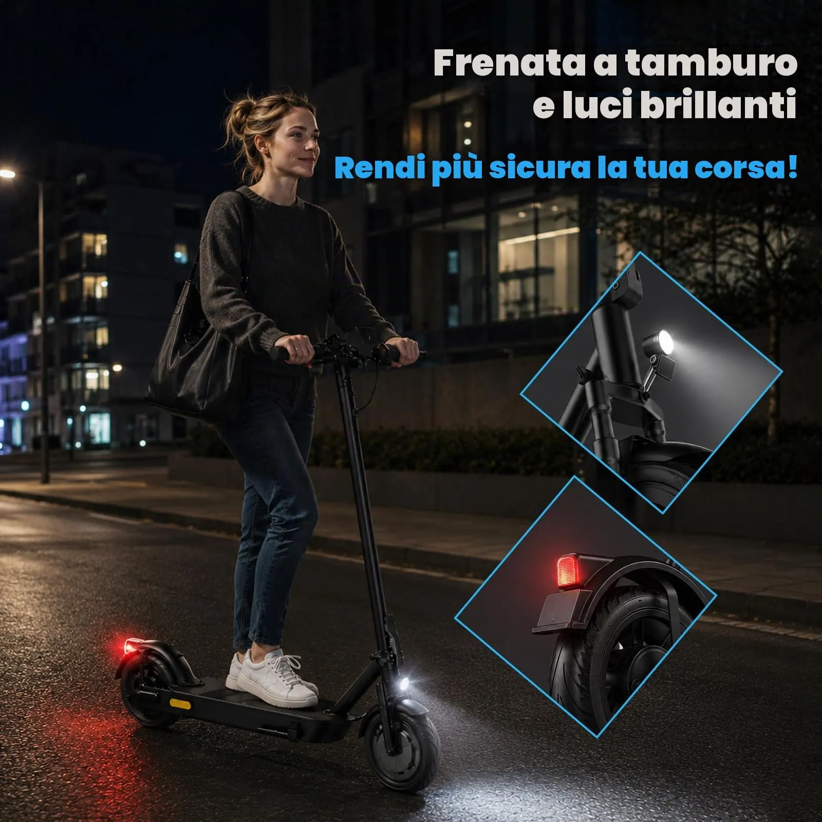 Zephyride V10 Monopattino Elettrico Adulto 350W, 25km/H, Autonomia 45KM, Pneumatici 25,4 cm, Pieghevole - immagine 5