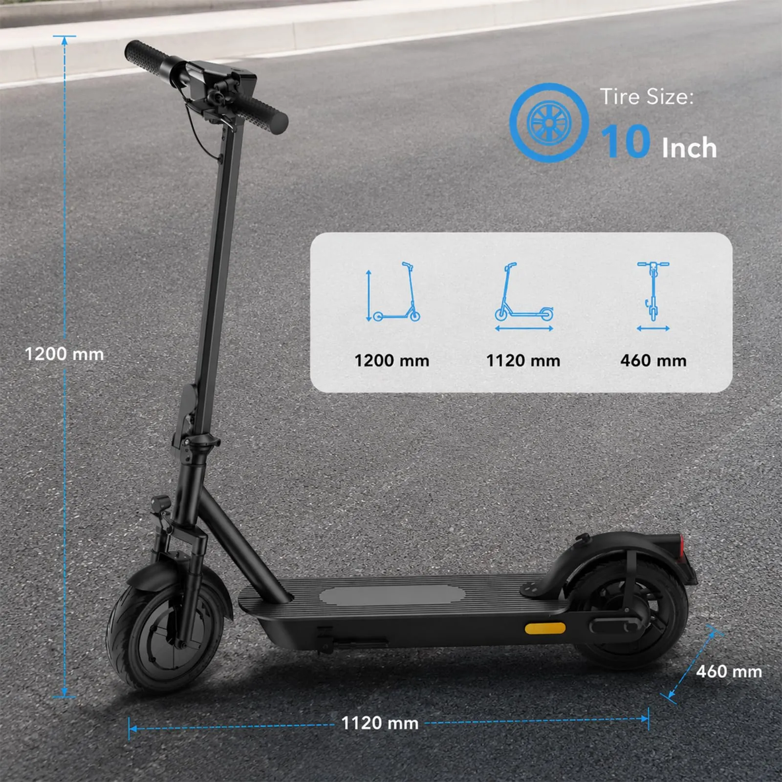 Zephyride V10 Monopattino Elettrico Adulto 350W, 25km/H, Autonomia 45KM, Pneumatici 25,4 cm, Pieghevole - immagine 6