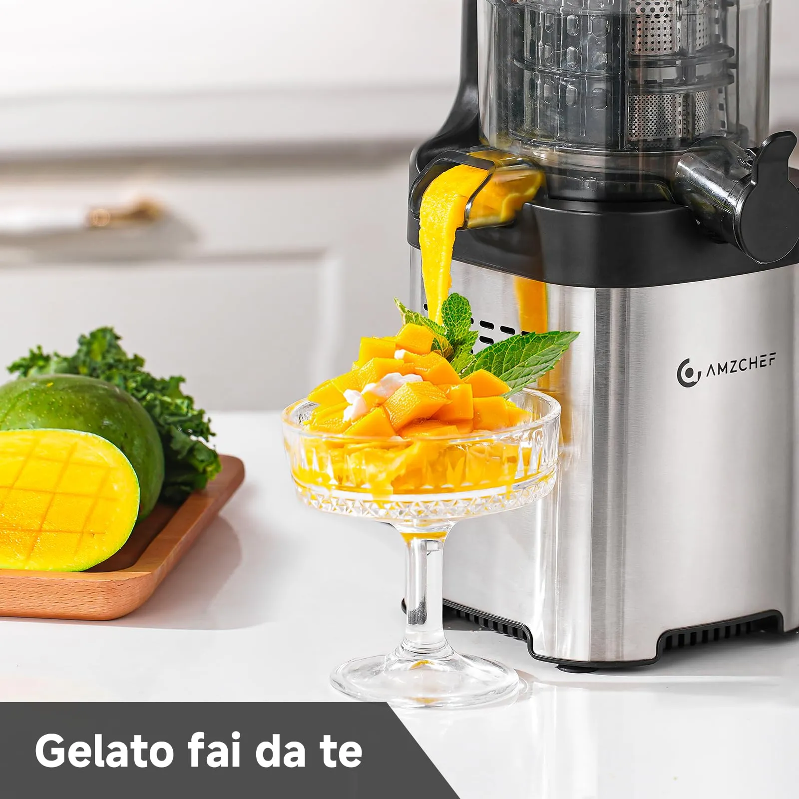 AMZCHEF Estrattore di Succo a Freddo, Bocca Larga 130 mm - immagine 7