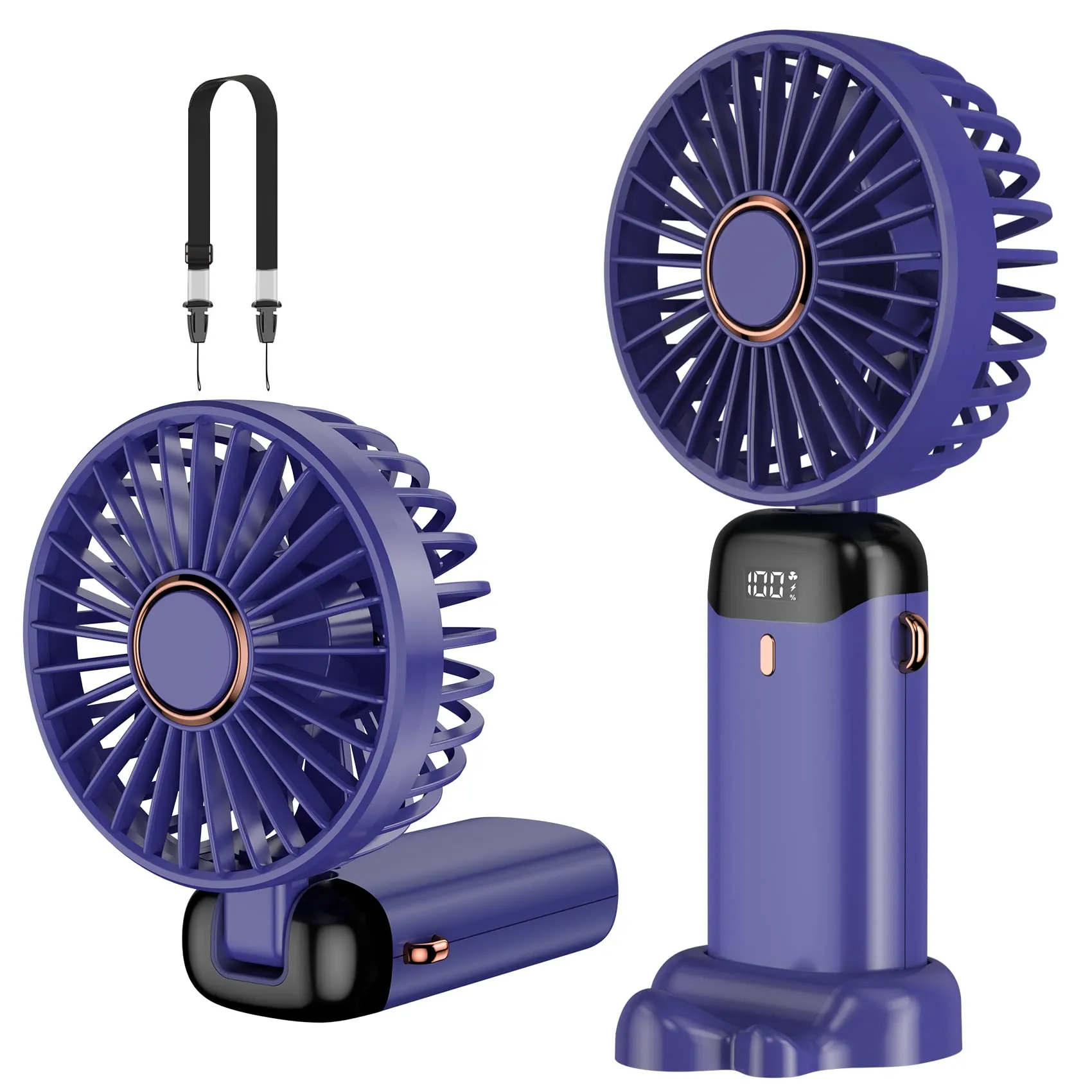 Rafada Mini Ventilatore Portatile Ricaricabile, 5 Velocità, Batteria 4200 mAh, USB Pieghevole - immagine 1