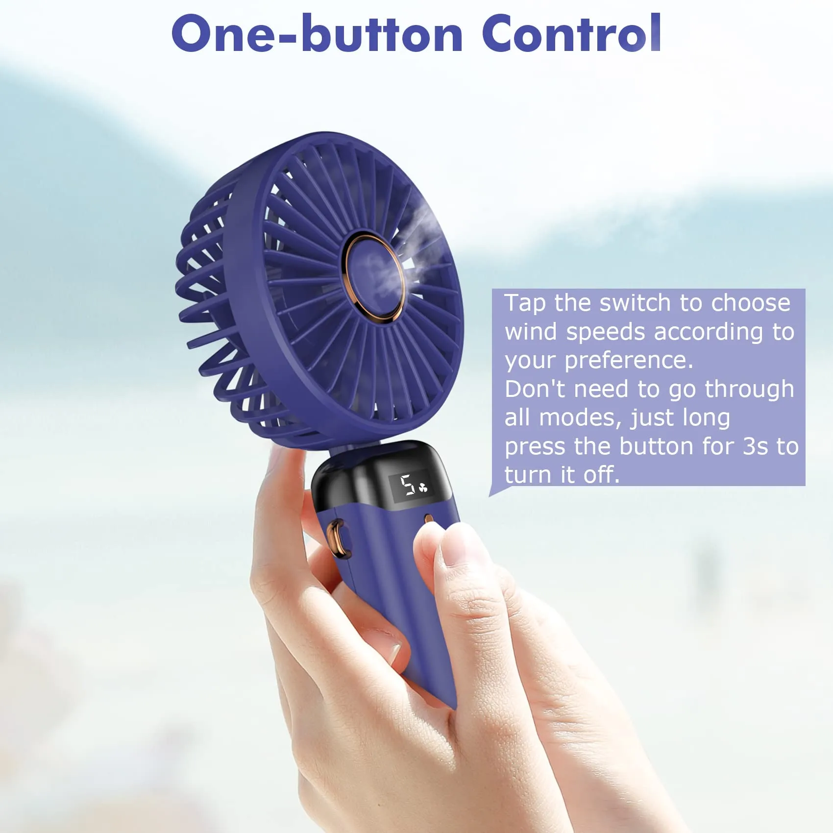 Rafada Mini Ventilatore Portatile Ricaricabile, 5 Velocità, Batteria 4200 mAh, USB Pieghevole - immagine 4