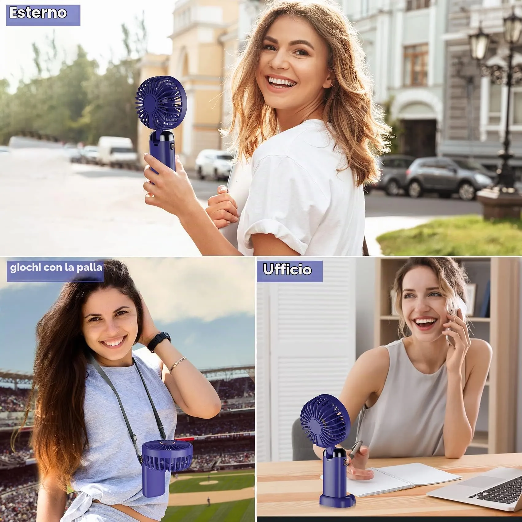 Rafada Mini Ventilatore Portatile Ricaricabile, 5 Velocità, Batteria 4200 mAh, USB Pieghevole - immagine 7