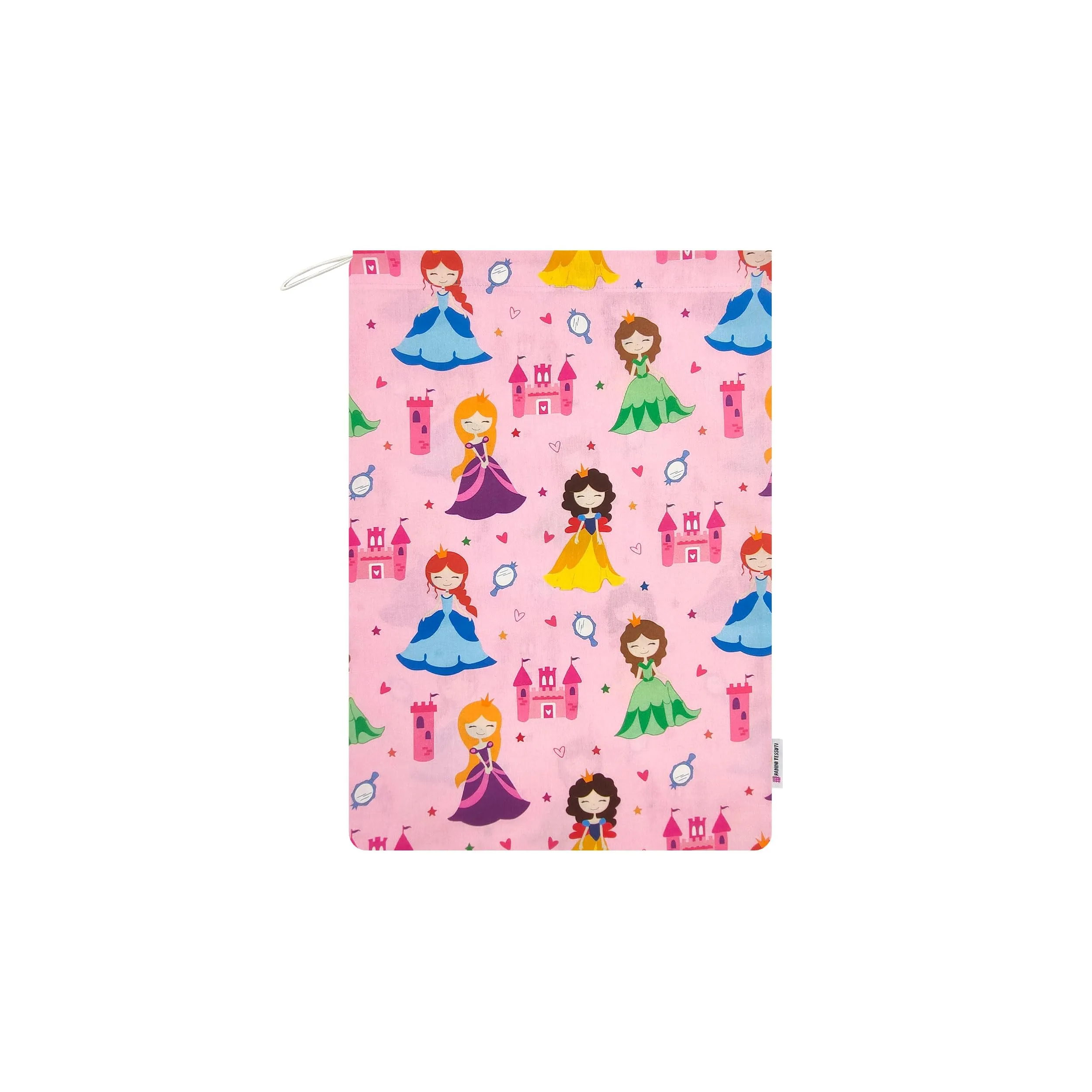 Panini Tessuti Sacchetto Personalizzato per Cambio Asilo Nido in Cotone 34x44 cm Principesse - immagine 1