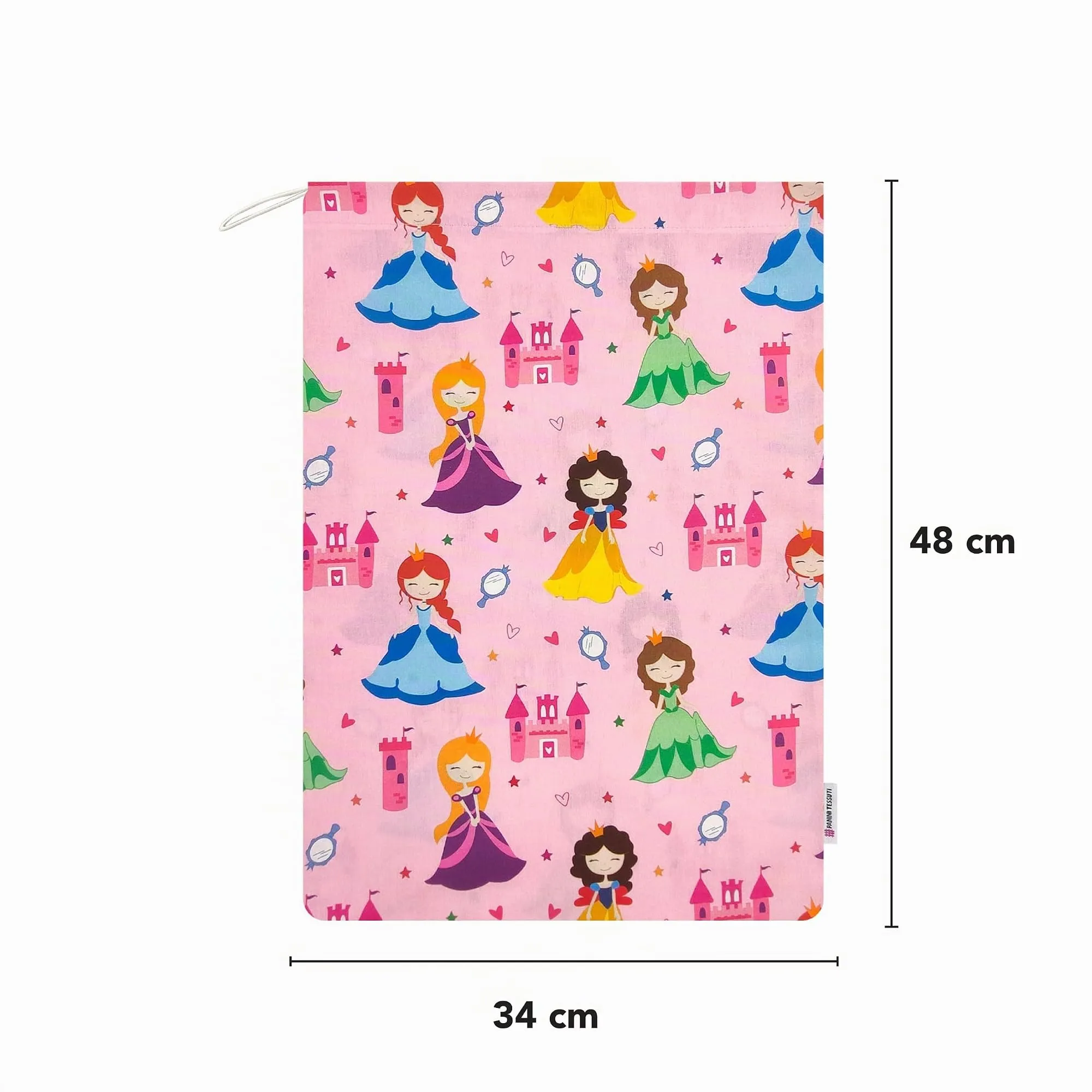 Panini Tessuti Sacchetto Personalizzato per Cambio Asilo Nido in Cotone 34x44 cm Principesse - immagine 3