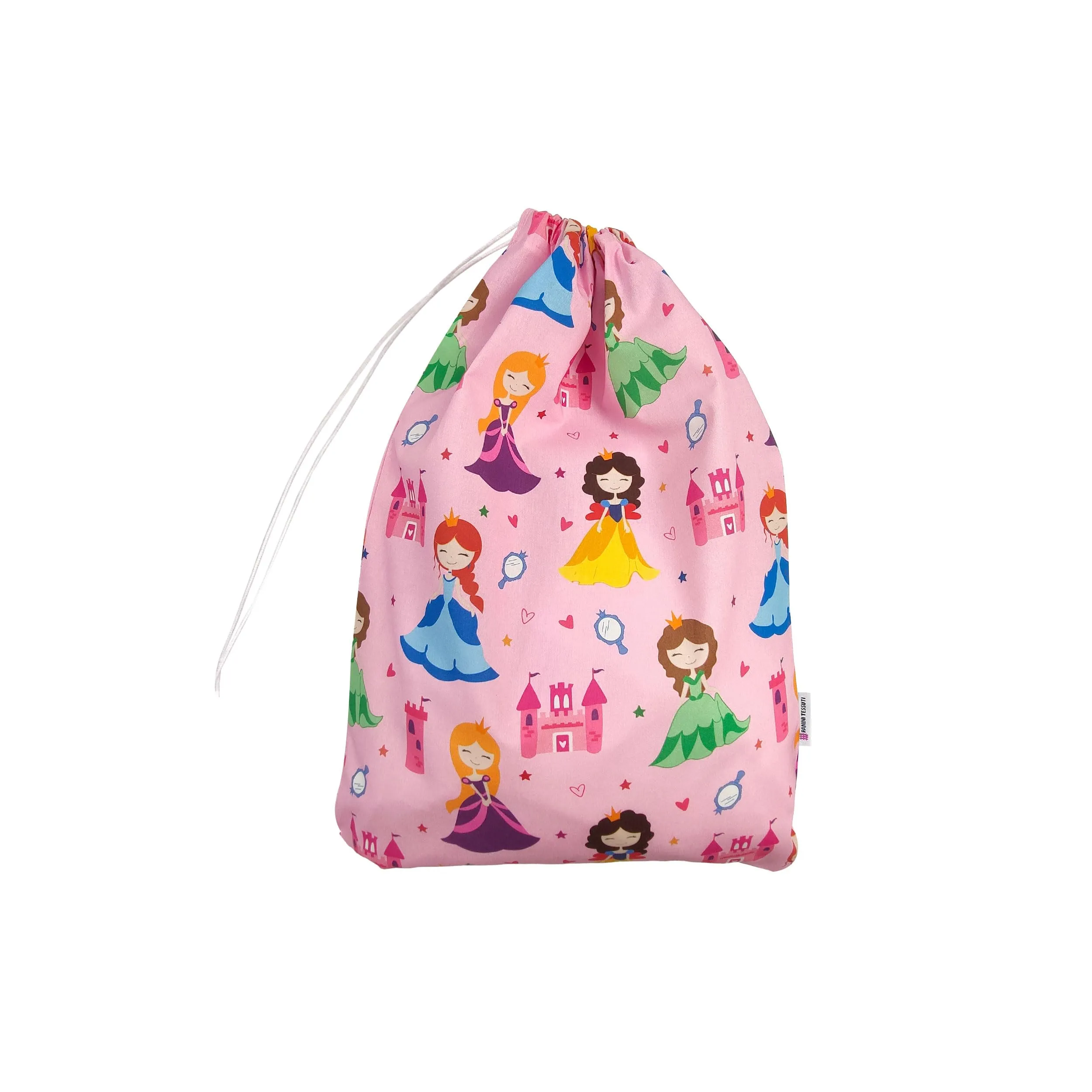 Panini Tessuti Sacchetto Personalizzato per Cambio Asilo Nido in Cotone 34x44 cm Principesse - immagine 6
