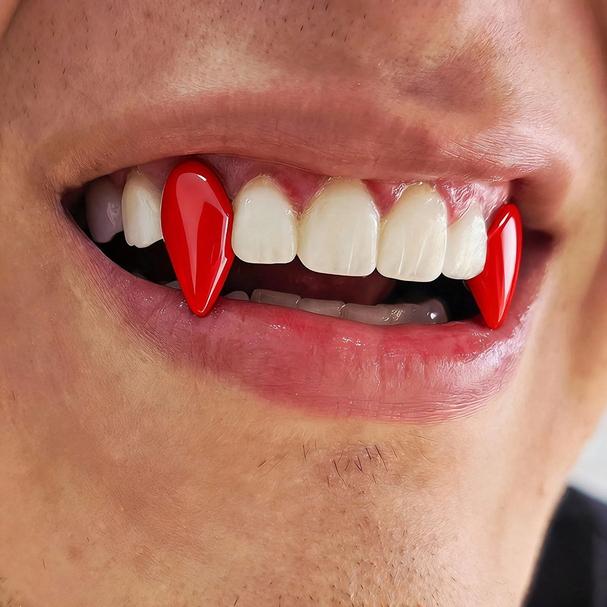 LONGHAO Set di 8 denti da vampiro in 4 misure con colla dentale e pinzetta - immagine 3