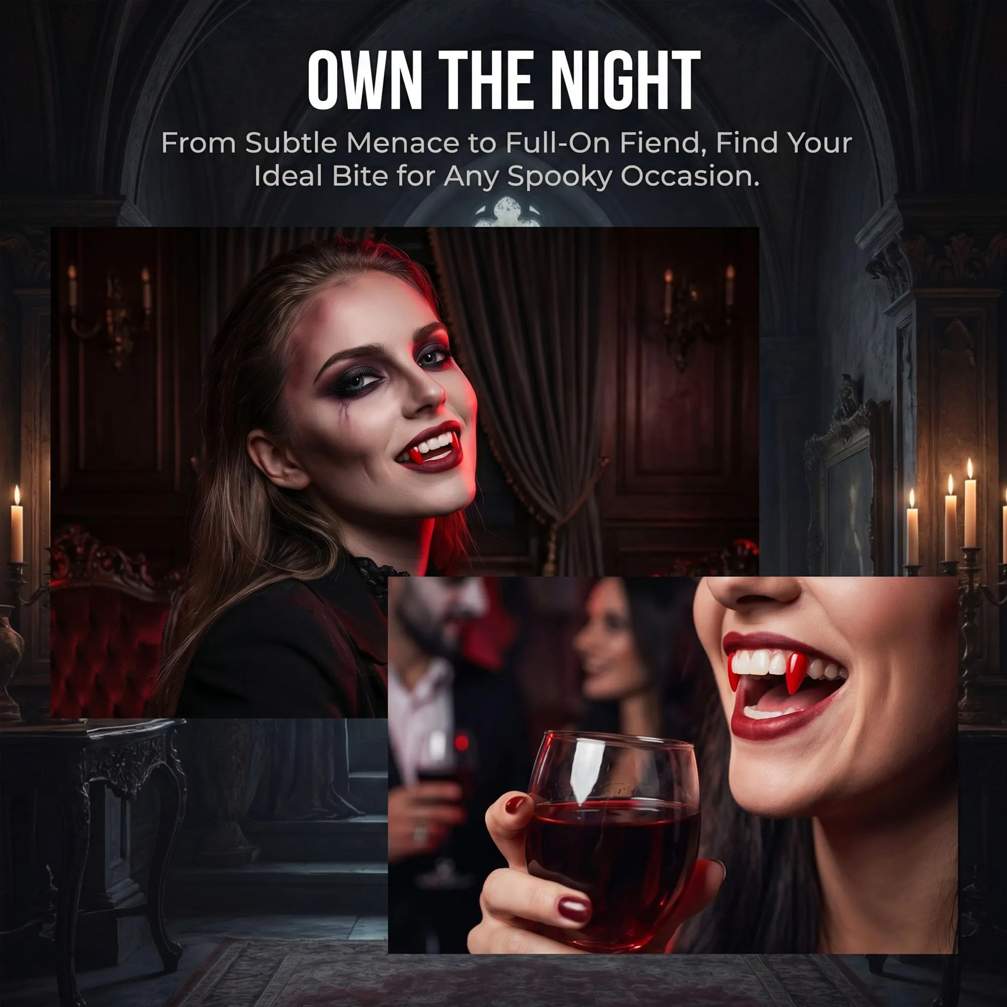 LONGHAO Set di 8 denti da vampiro in 4 misure con colla dentale e pinzetta - immagine 6