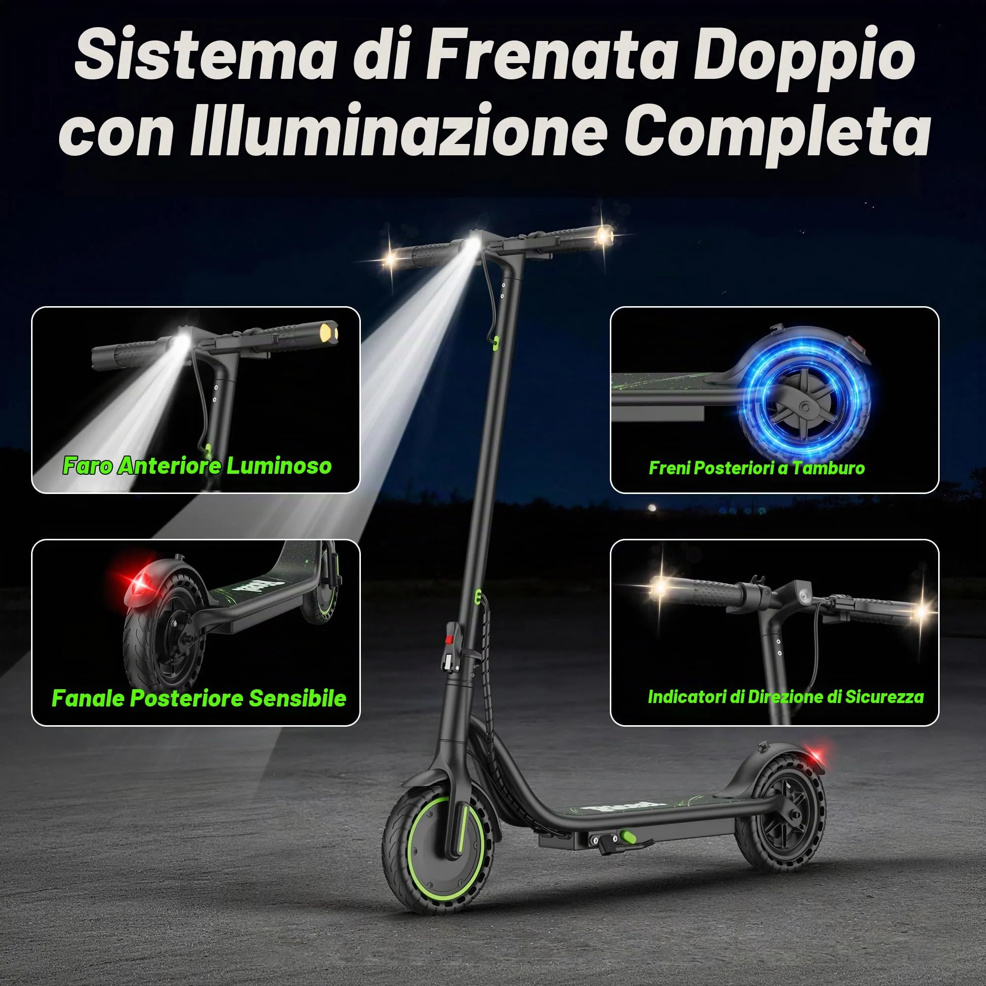 Riceel Monopattino Elettrico Pieghevole 350W, 25km/h, Pneumatici Solidi 8.5" - immagine 6