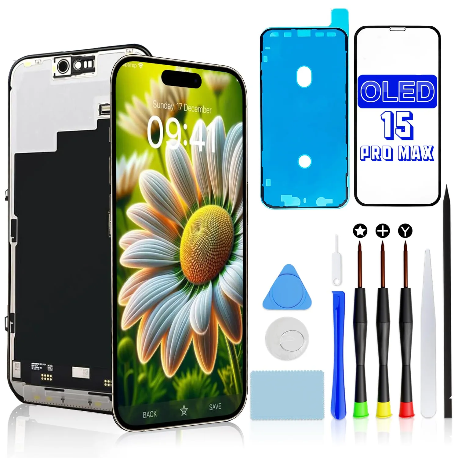 Brinonac Soft OLED Display for iPhone 15 Pro Max 6.7" FHD COP Digitizer Replacement - immagine 1