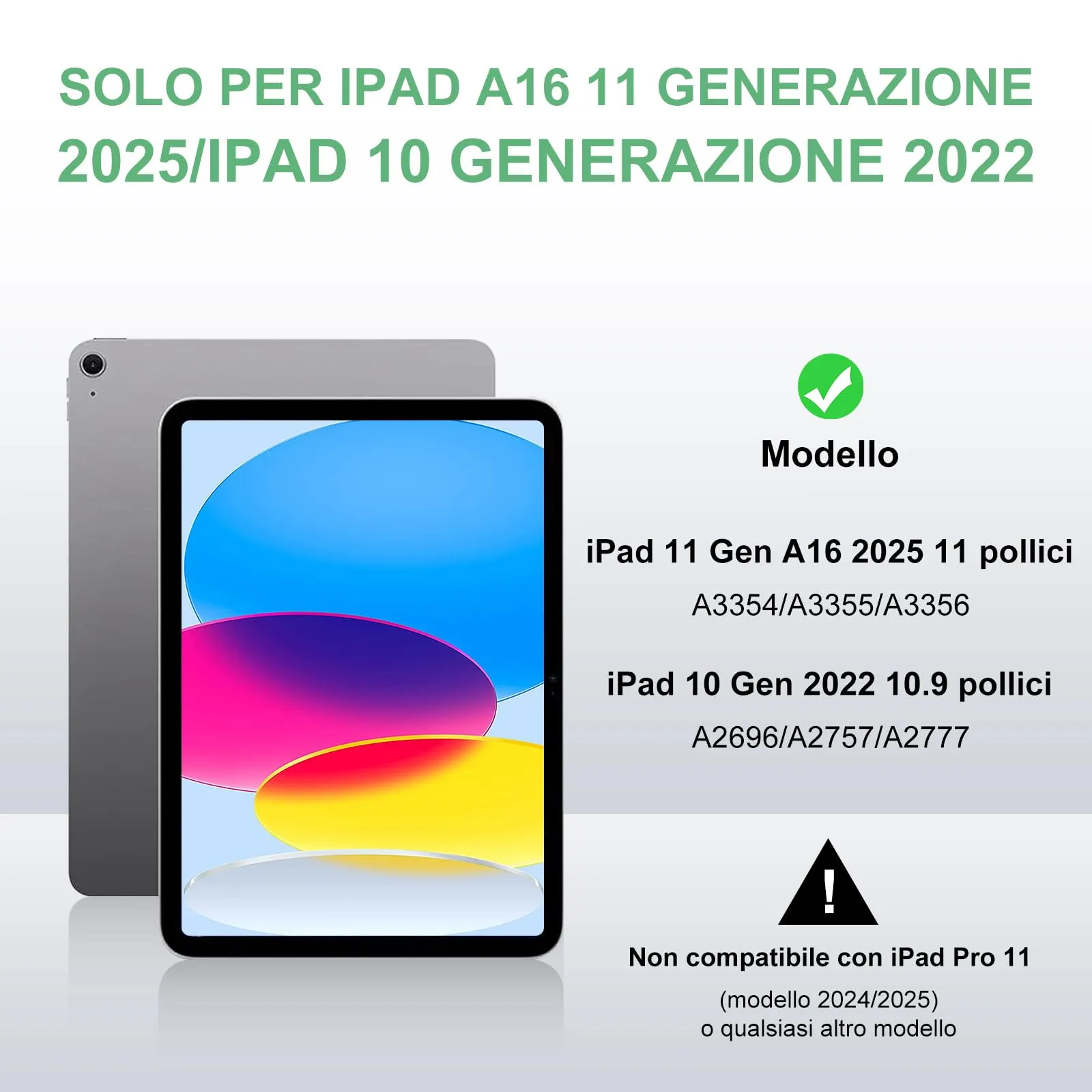 IVEOPPE Tastiera e Custodia per iPad 11 Generazione 11" (2025) e 10 Generazione 10.9" (2022) A16 - immagine 2
