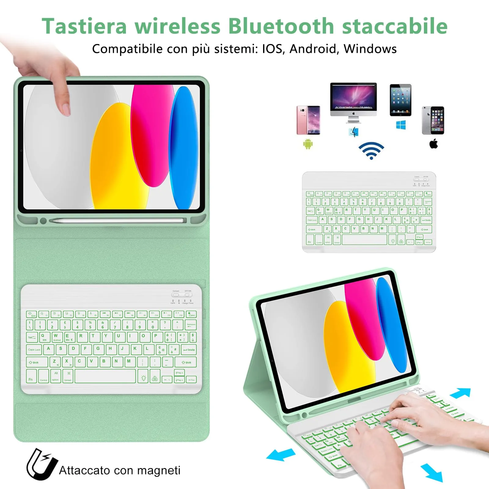 IVEOPPE Tastiera e Custodia per iPad 11 Generazione 11" (2025) e 10 Generazione 10.9" (2022) A16 - immagine 3