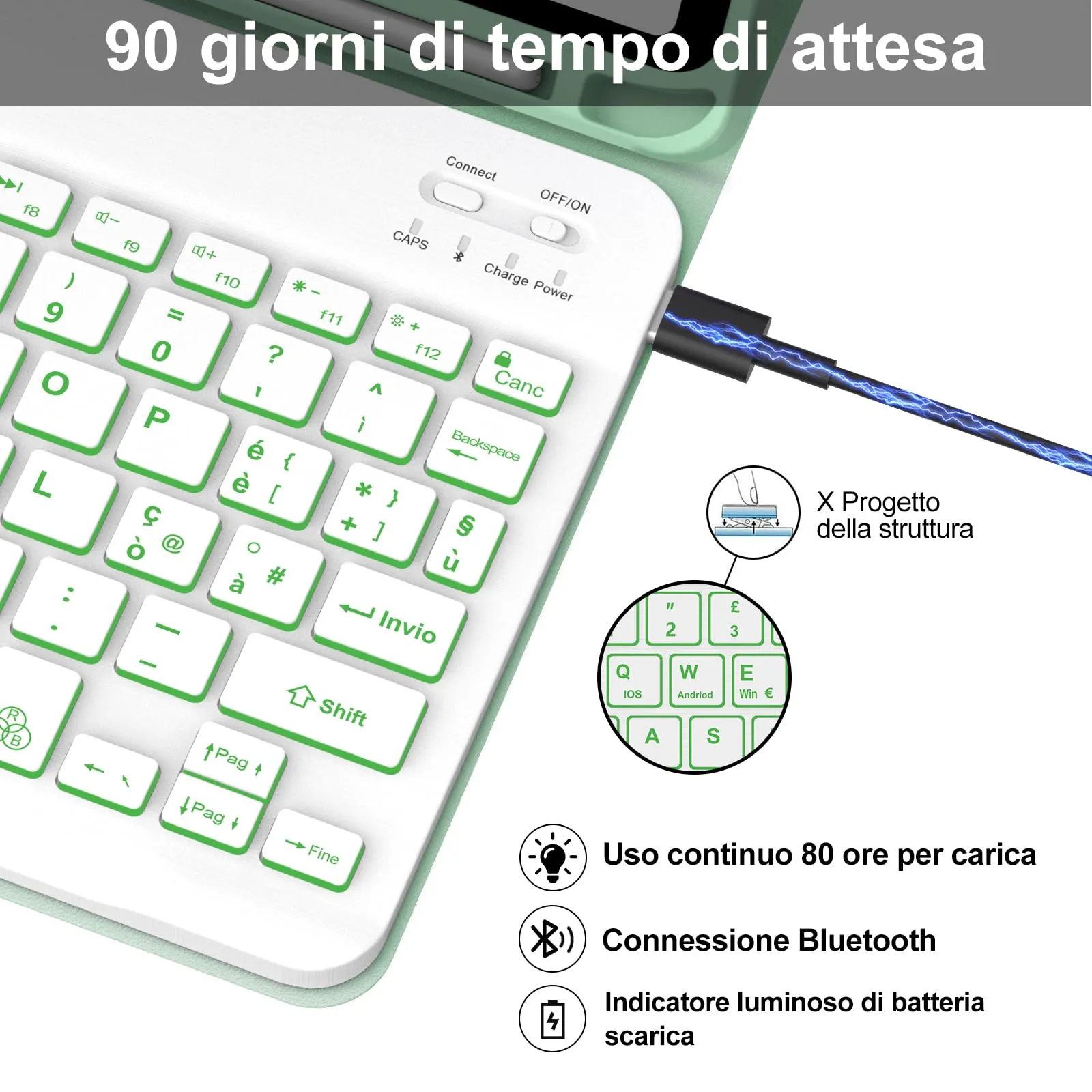 IVEOPPE Tastiera e Custodia per iPad 11 Generazione 11" (2025) e 10 Generazione 10.9" (2022) A16 - immagine 4