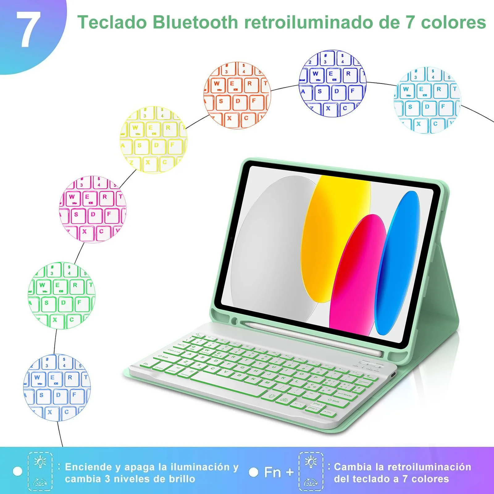 IVEOPPE Tastiera e Custodia per iPad 11 Generazione 11" (2025) e 10 Generazione 10.9" (2022) A16 - immagine 5
