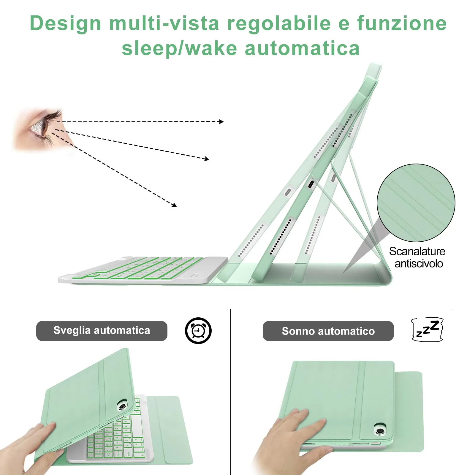 IVEOPPE Tastiera e Custodia per iPad 11 Generazione 11" (2025) e 10 Generazione 10.9" (2022) A16 - immagine 6