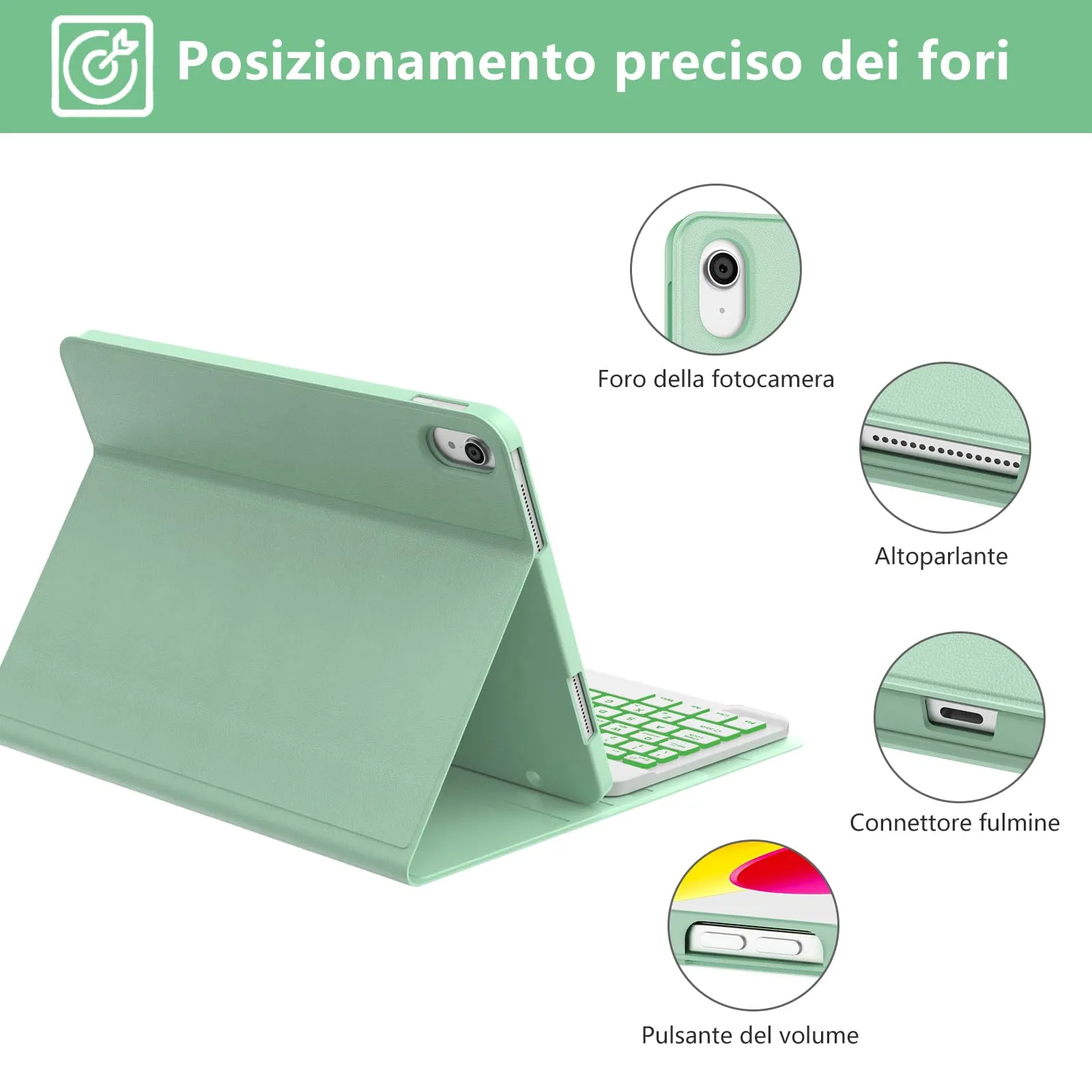 IVEOPPE Tastiera e Custodia per iPad 11 Generazione 11" (2025) e 10 Generazione 10.9" (2022) A16 - immagine 7