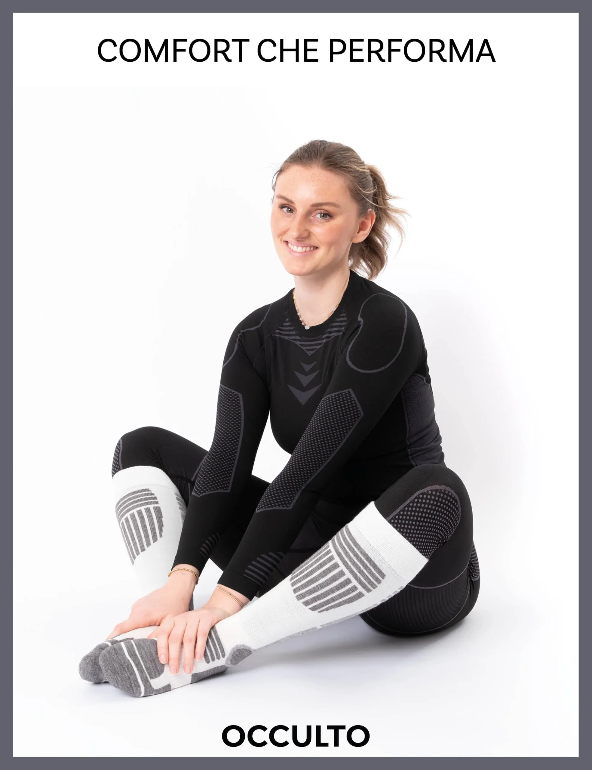 Occulto Calze Sci Termiche Donna, 39-42, 2 Paia (1 Nero, 1 Bianco) - immagine 3