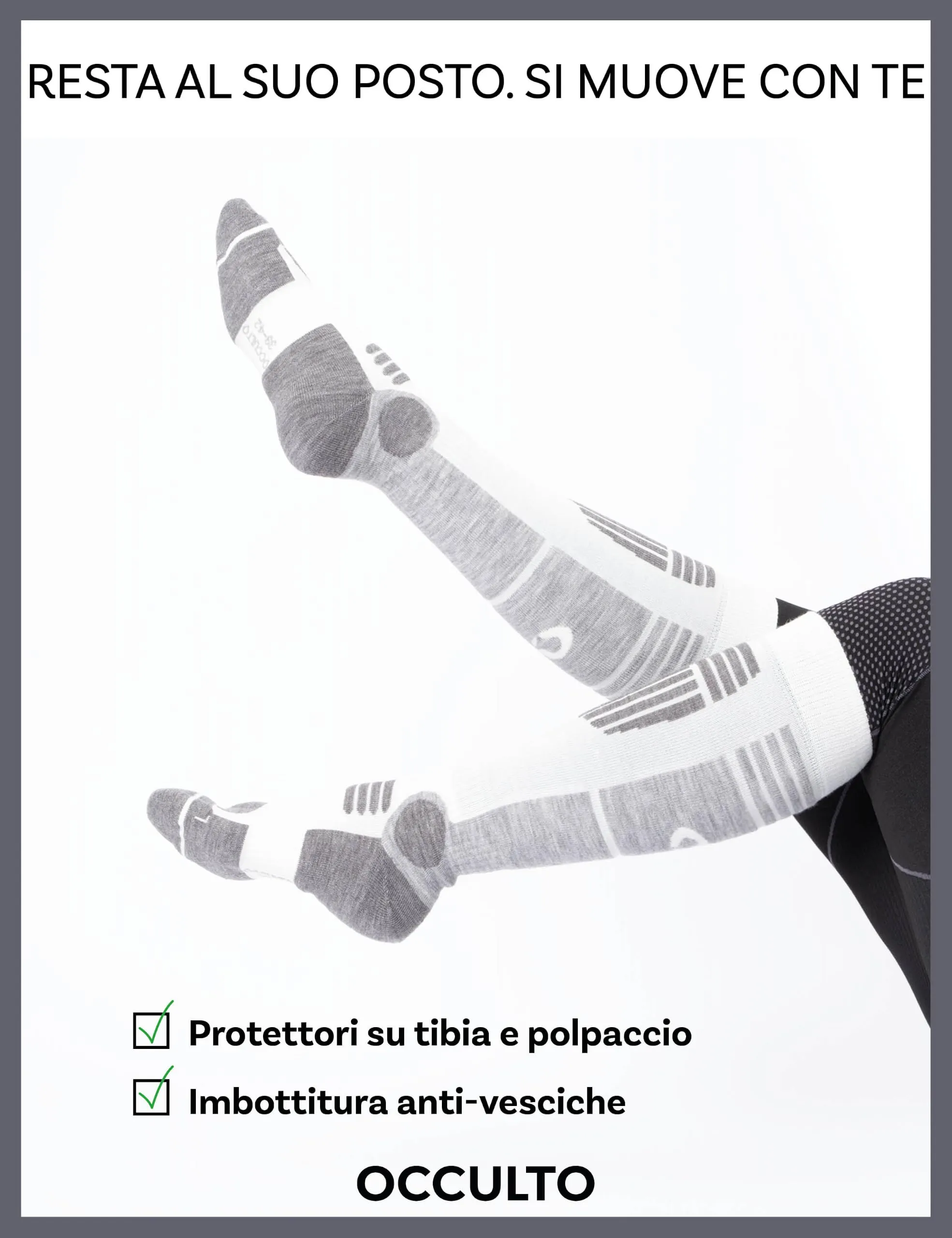 Occulto Calze Sci Termiche Donna, 39-42, 2 Paia (1 Nero, 1 Bianco) - immagine 4