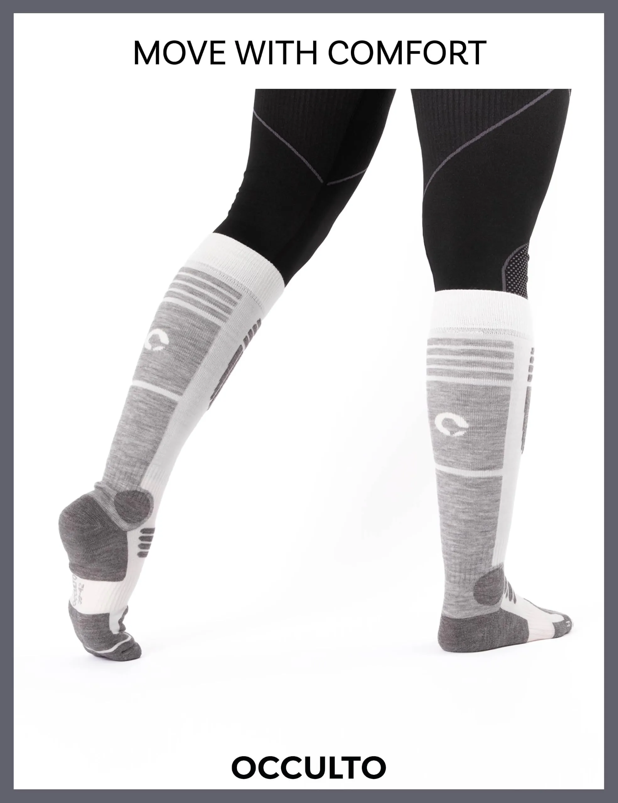 Occulto Calze Sci Termiche Donna, 39-42, 2 Paia (1 Nero, 1 Bianco) - immagine 6