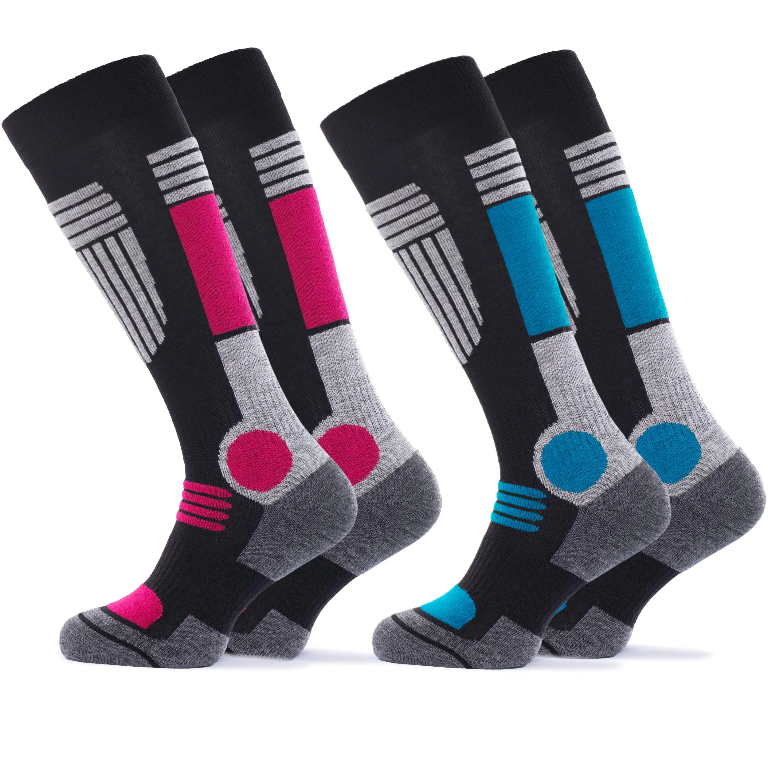 Occulto Calze Sci Termiche da Donna, 39-42, 2 Paia (Blu e Rosso) - immagine 1