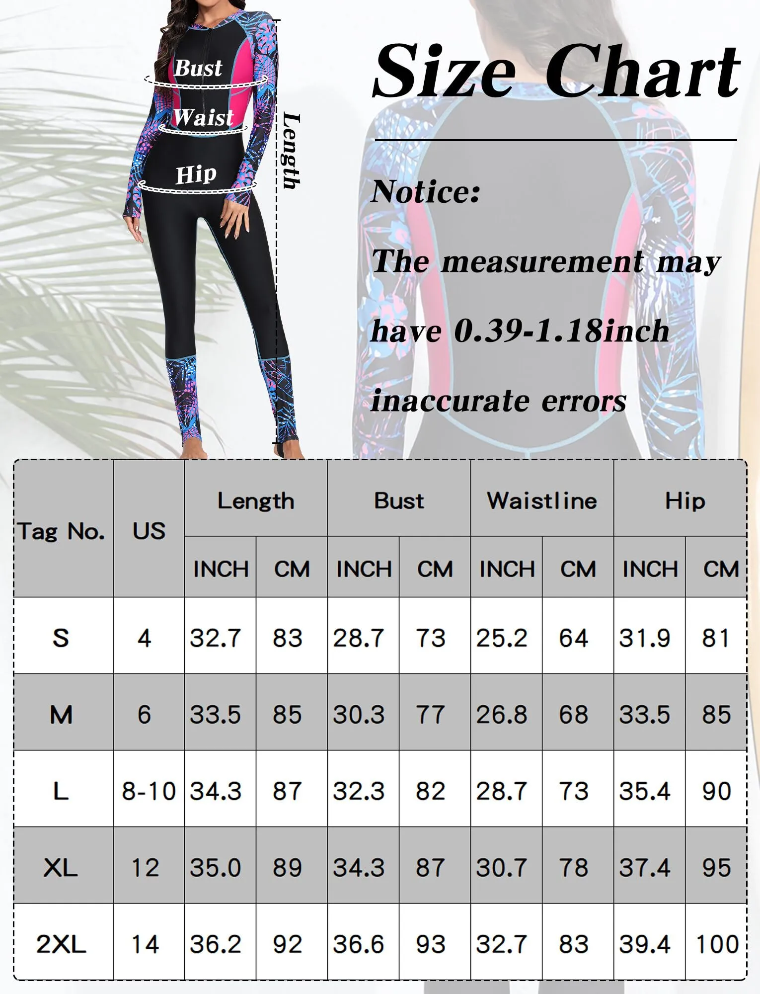 SEAUR Muta da Surf Sportiva da Donna con Cerniera, Costume da Bagno Tuta da Immersione Rashguard Integrale, Rosa, 2XL - immagine 5
