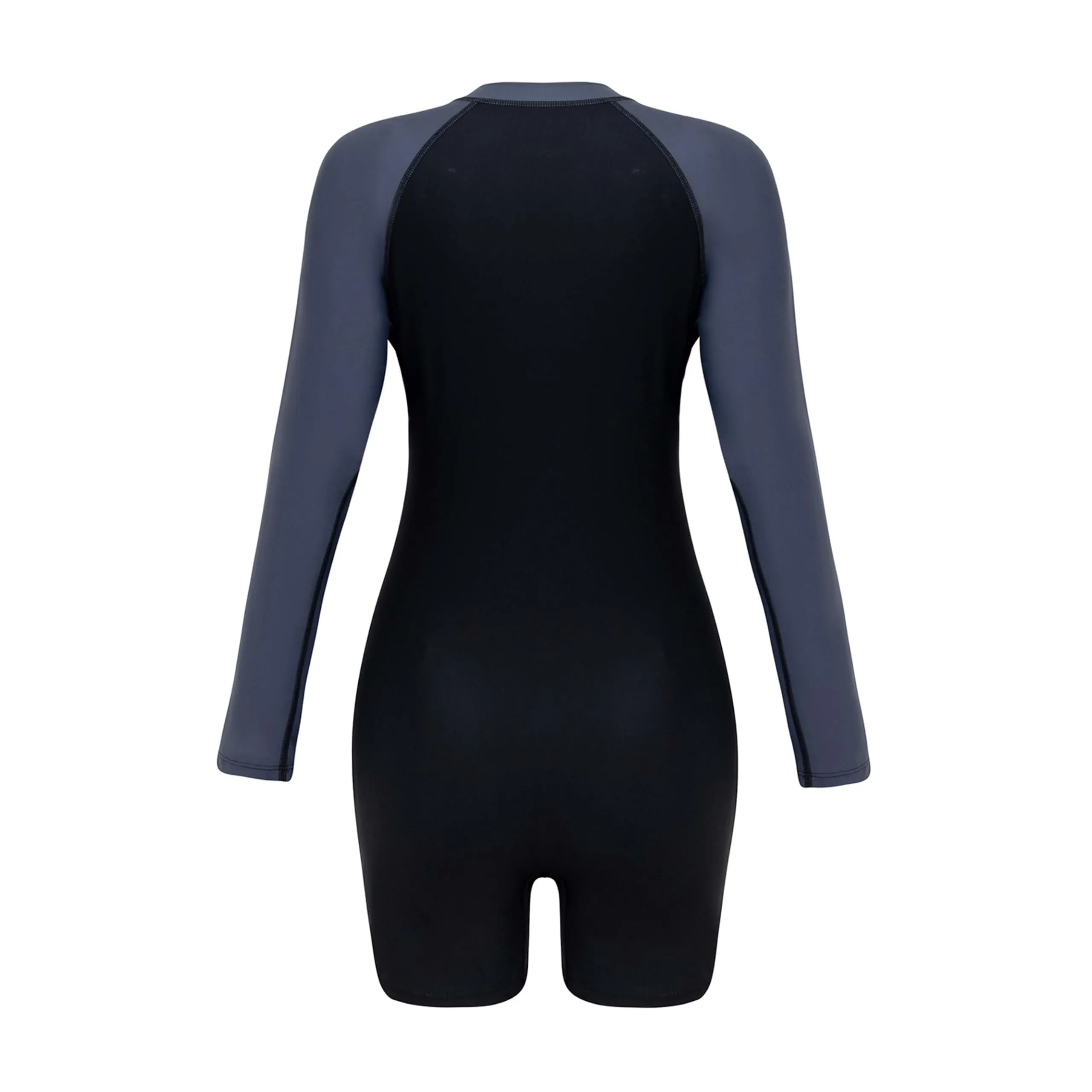 BEACHKINI Costume da Bagno Intero a Maniche Lunghe con Zip, Protezione UV, Nero e Grigio, XXL - immagine 6