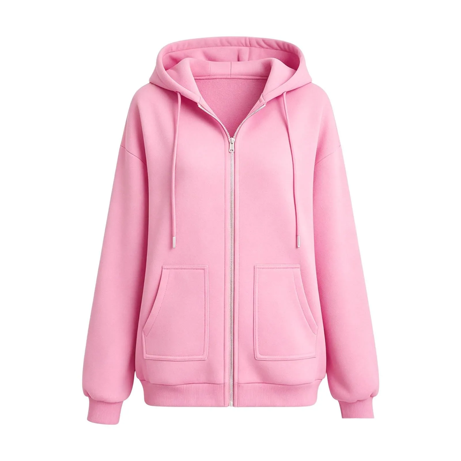 Sobzia Felpa Donna con Zip e Cappuccio Oversize in Pile, Rosa, S - immagine 4