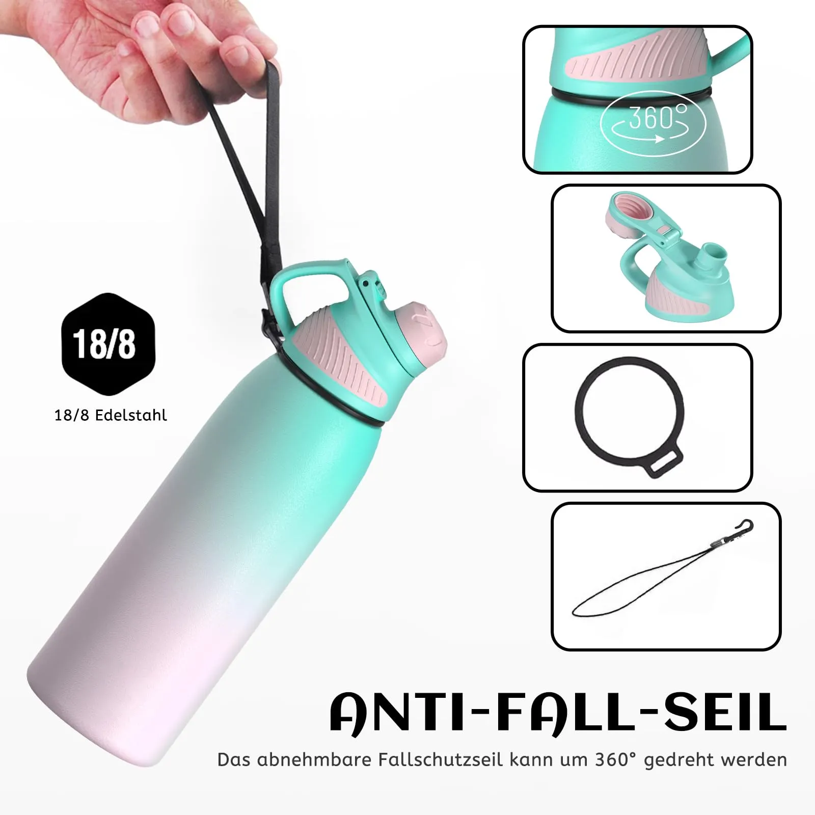 Fjbottle Borraccia Termica in Acciaio Inox 1L con Tappo Magnetico - immagine 3