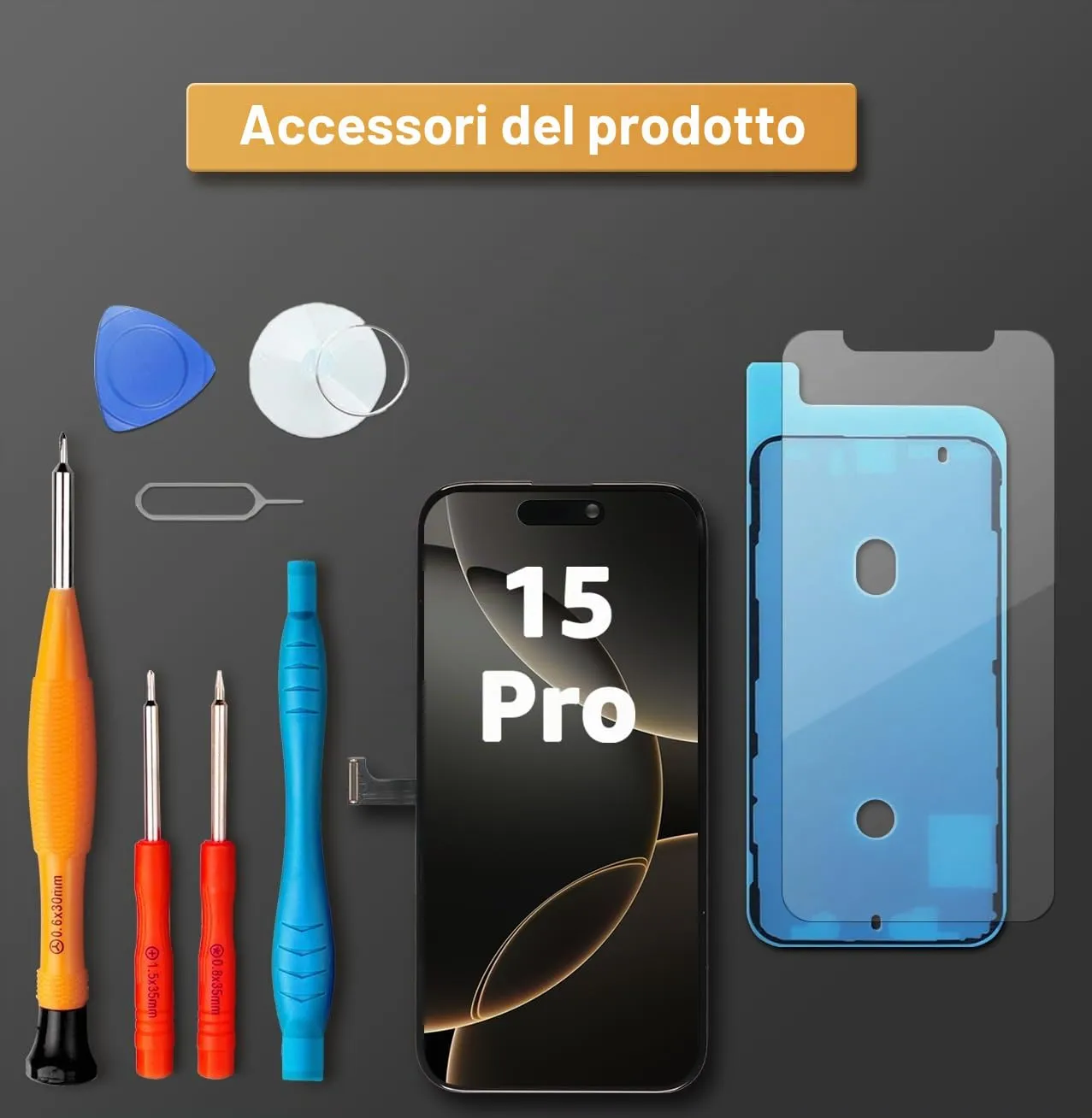 LL TRADER Schermo OLED 6,1'' per iPhone 15 Pro e Kit di Riparazione - immagine 7
