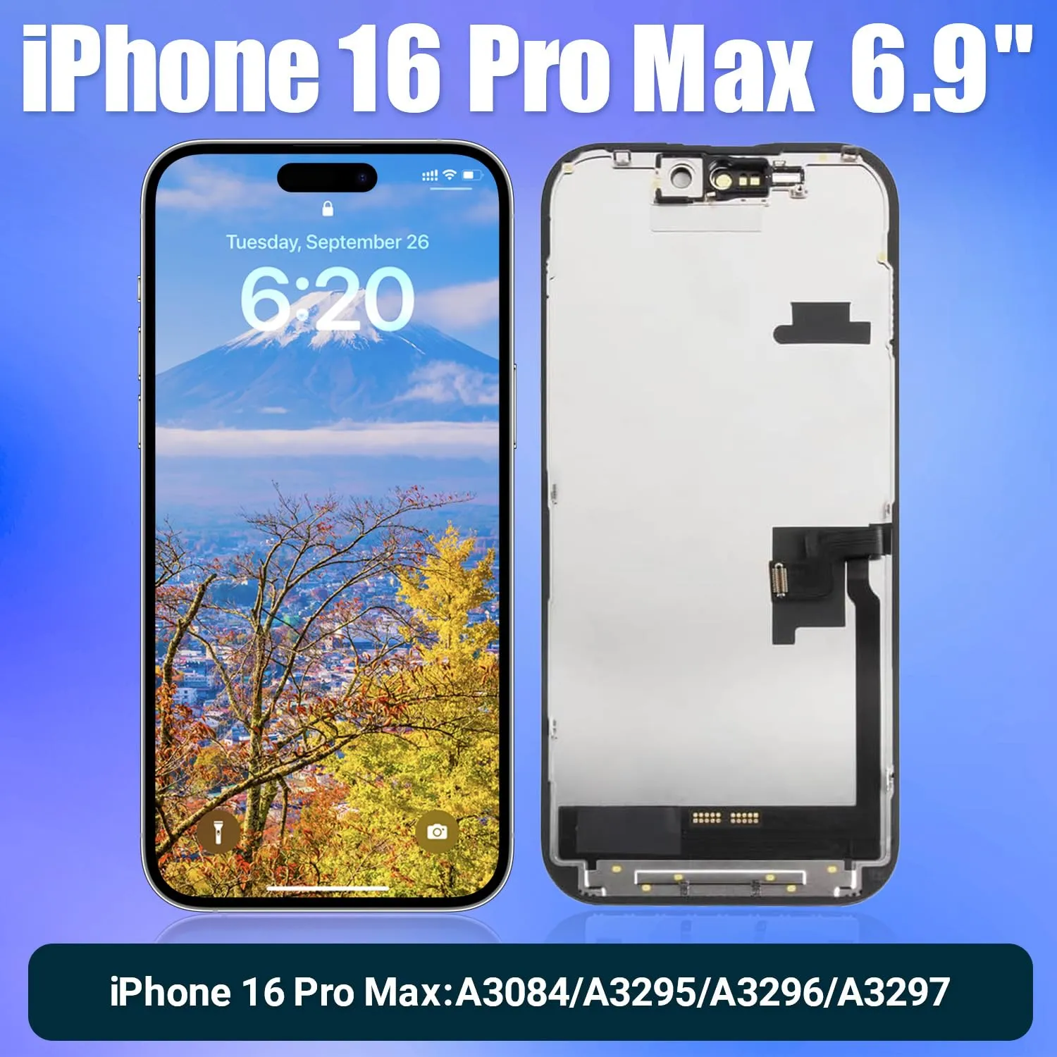 Brinonac Display LCD Digitizer per iPhone 16 Pro Max 6,9" FHD - Nero - immagine 2