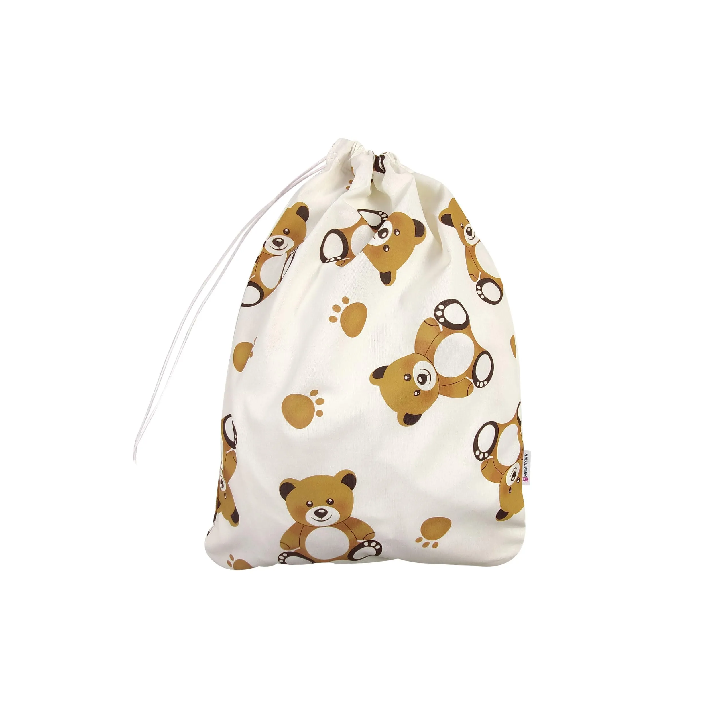 Panini Tessuti Sacchetto per il cambio asilo nido 100% Cotone 34x44 cm Orsetto Peluche - immagine 2